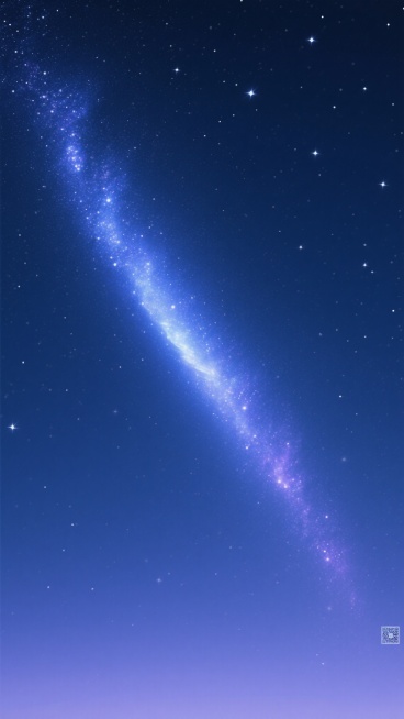 深邃的星空背景，深蓝色渐变的夜空，无数闪烁的白色星星分布其间，中央偏上位置有一条明亮的、呈蓝白色调的银河光带，光带中星星更为密集且带有淡淡的蓝紫色光晕，整体画面宁静而神秘，营造出浩瀚宇宙的悠远氛围，无任何文字、LOGO、二维码及多余元素。预览效果