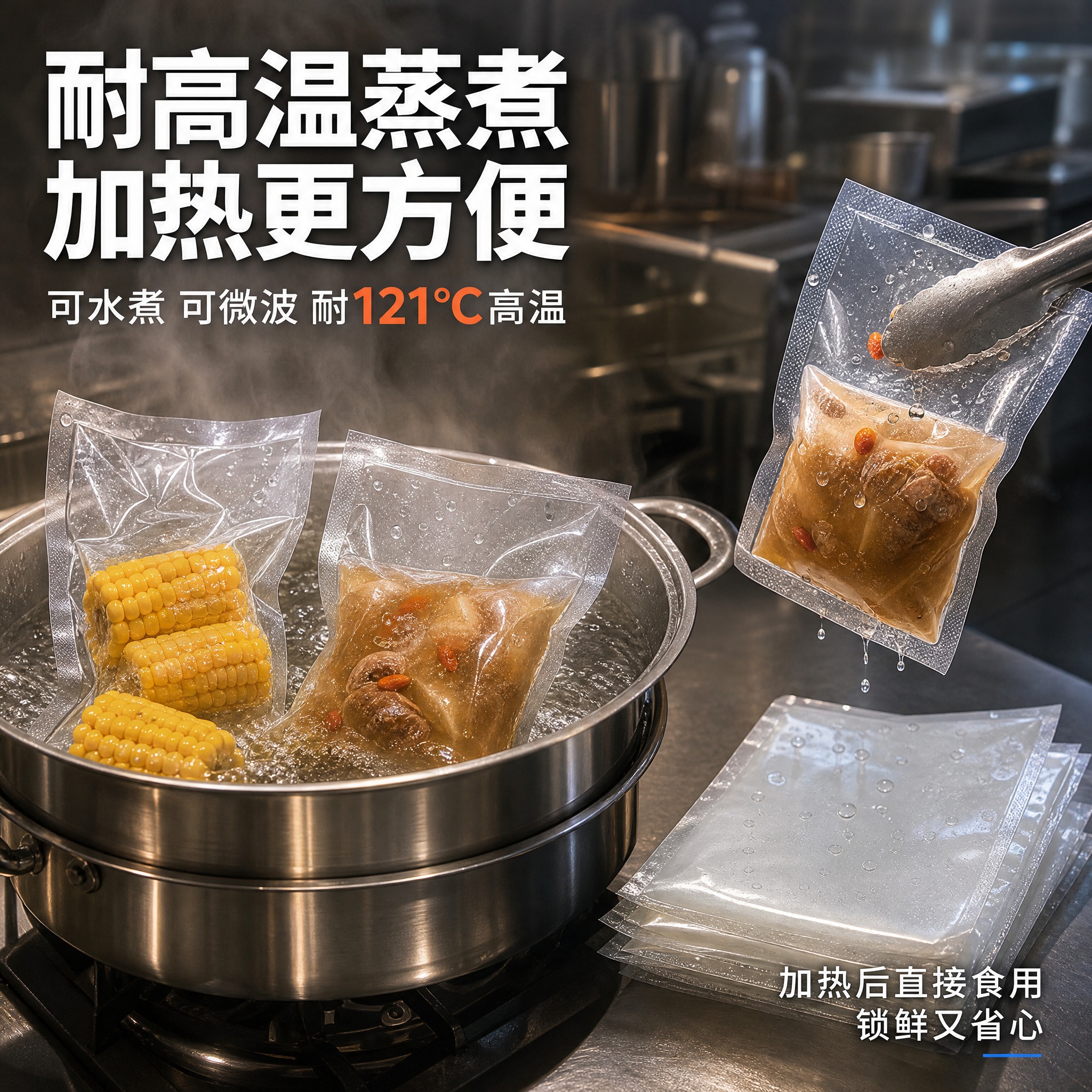 [主图-4] 耐高温蒸煮性能展示图，体现产品可高温加热蒸煮的特… - 图片创意预览
