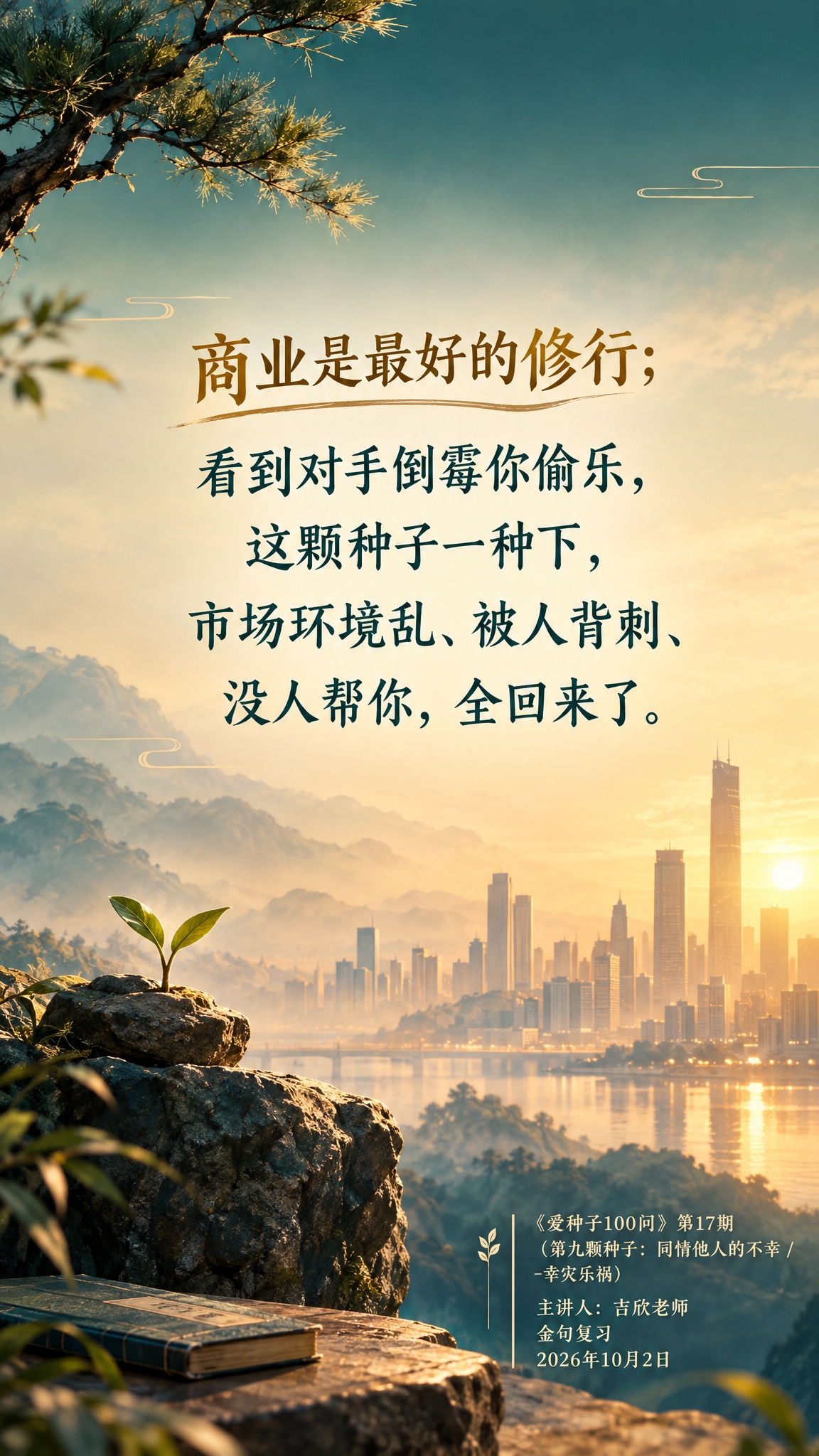 一张竖版9:16的智慧金句海报，新中式禅意美学风格，温暖治愈。… - 图片创意预览