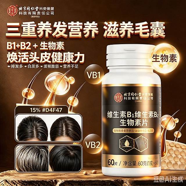 将图二中的产品替换为图一中的产品，给产品增加光影和立体感效果。将文案'三重养发营养 滋养毛囊'改为3D立体效果，将文案'焕活头皮健根 稳固秀力'修改为'焕活头皮健康力'，保持整体构图和其他元素不变
