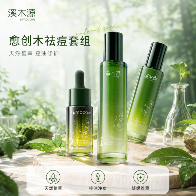 自然风高端清新护肤品主图预览效果
