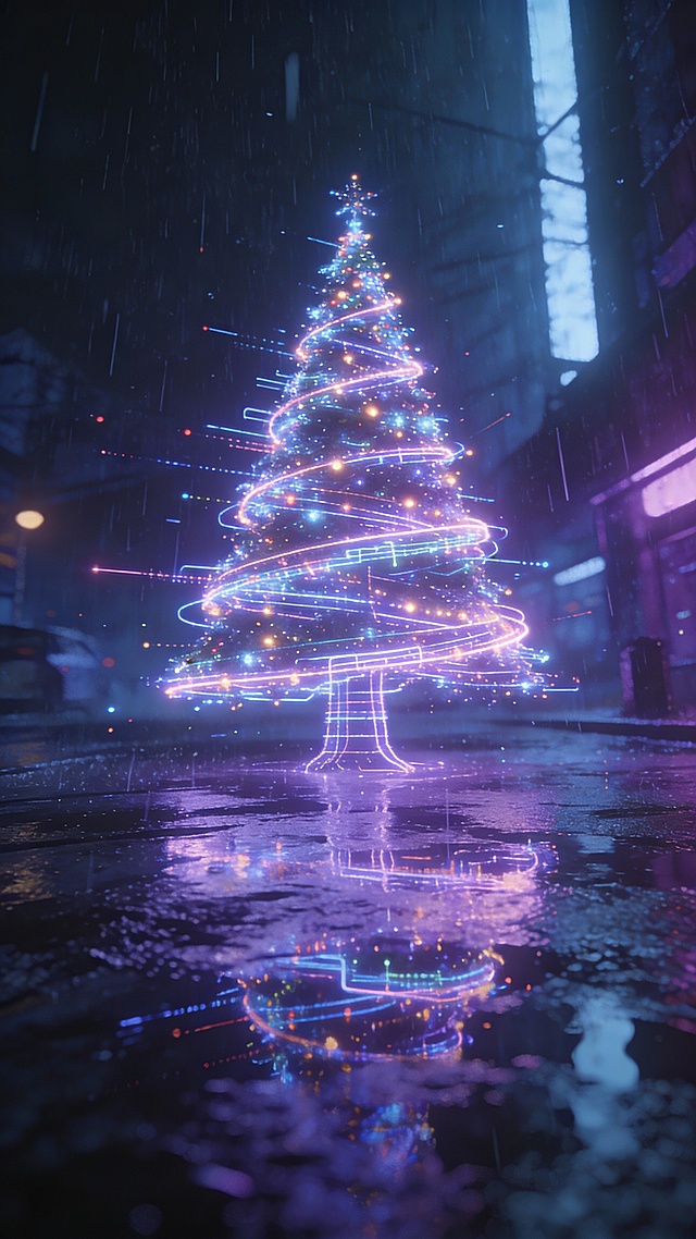赛博朋克全息圣诞树