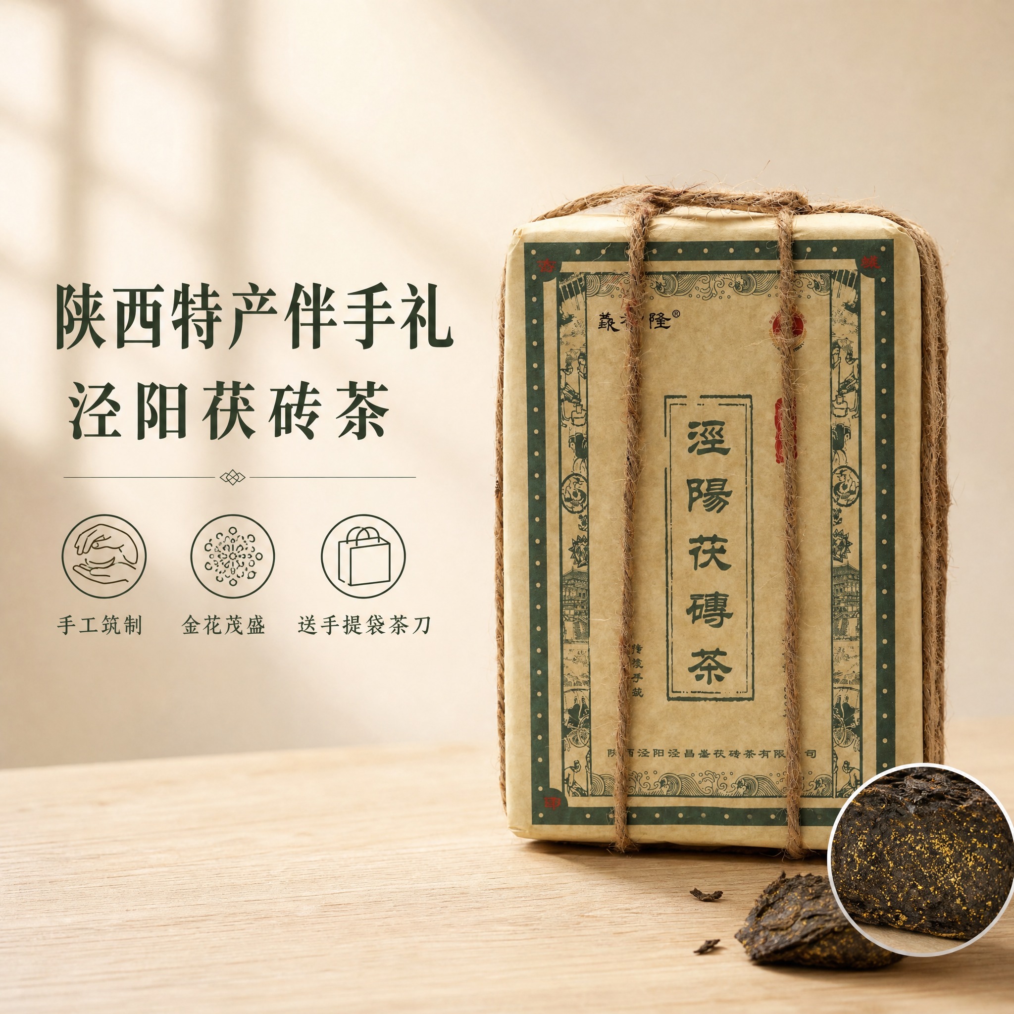 [单张主图] 泾阳茯砖茶陕西特产伴手礼，高级氛围感国风主图，画… - 图片创意预览
