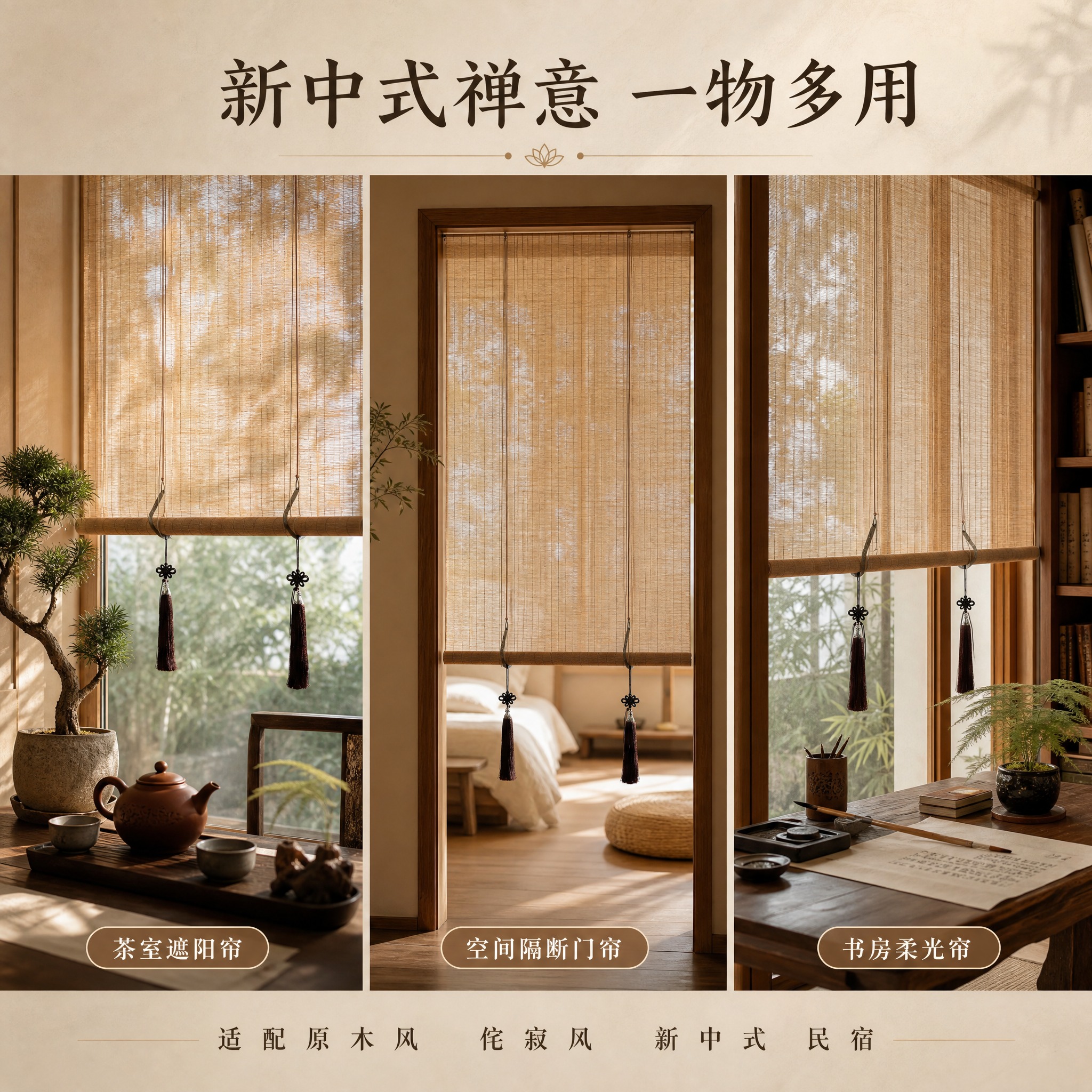 [主图-6] 主题：一物多用 新中式禅意空间全场景，核心任务是… - 图片创意预览