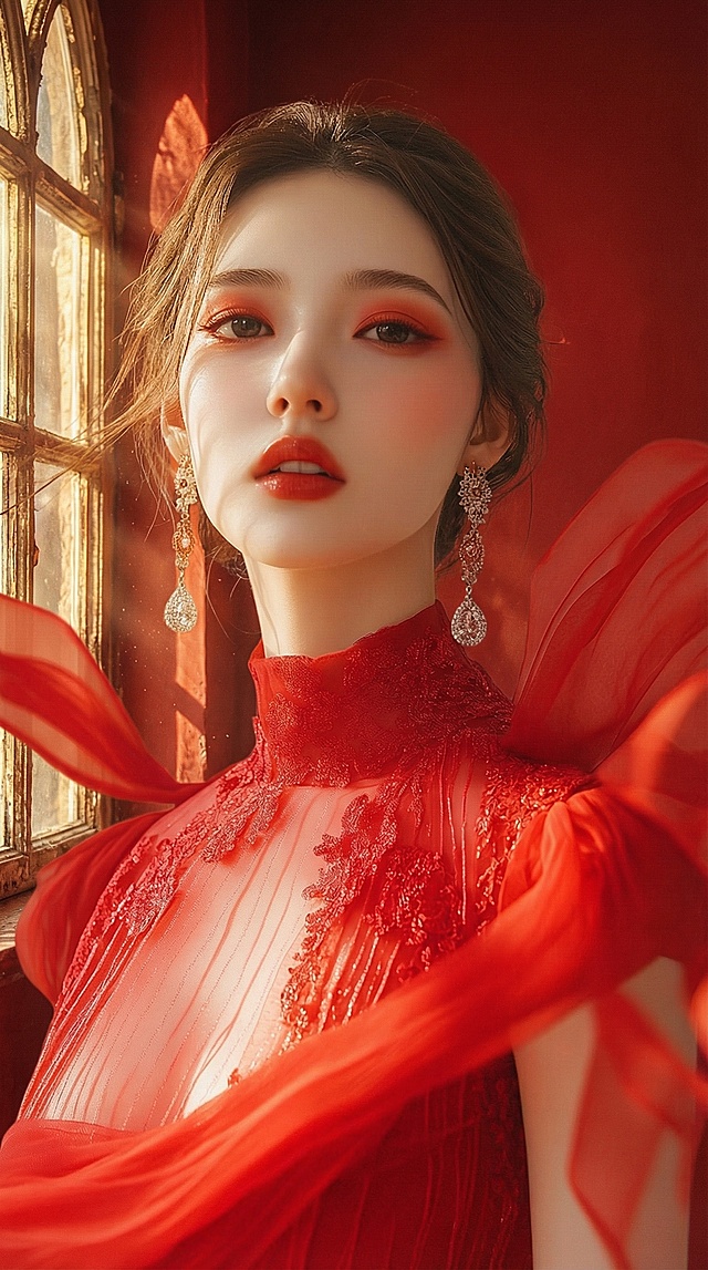 底色改为红色从窗户透光的背景