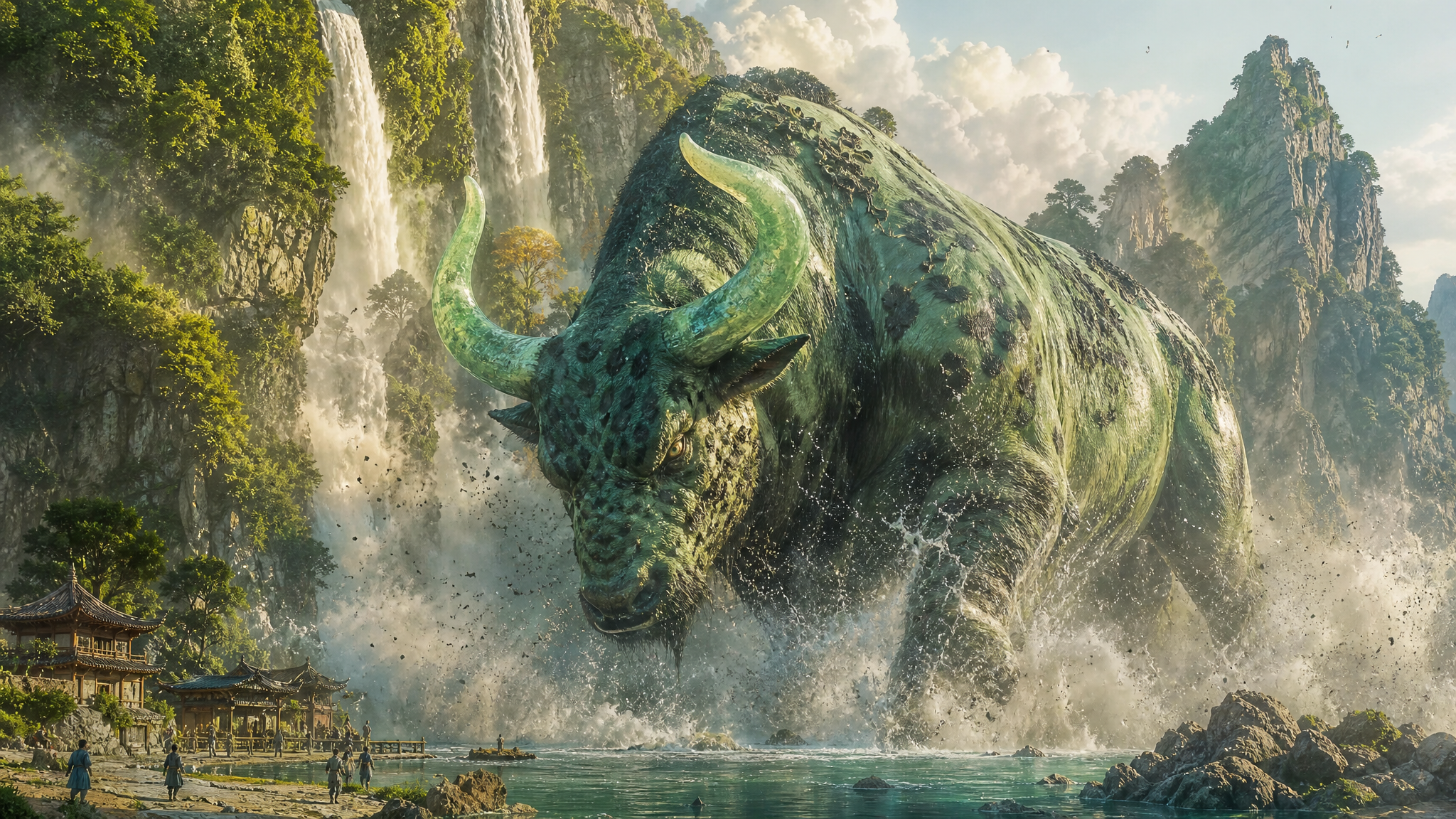 史诗级东方神话异兽，电影级宽画幅远景，8K超高清，超写实3D渲… - 图片创意预览