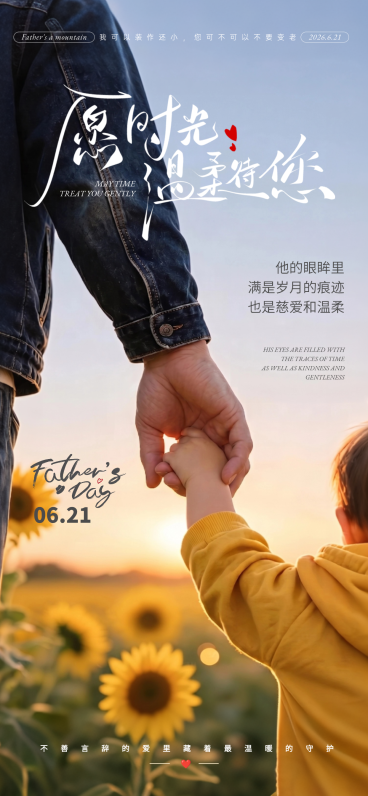 父亲节祝福温馨感通用全屏竖版海报预览效果