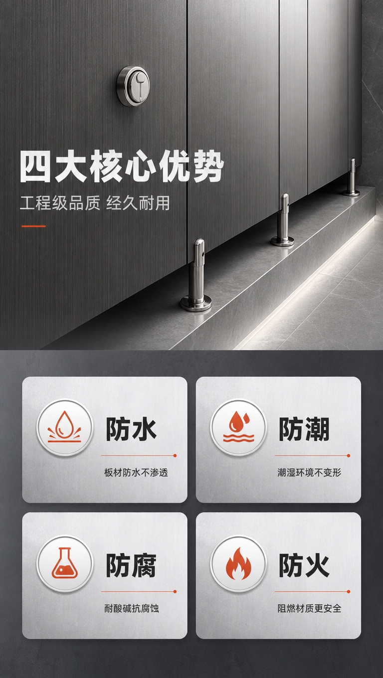 [商品] 使用【图2】灰色竖纹卫生间隔断局部作为产品展示主体；… - 图片创意预览