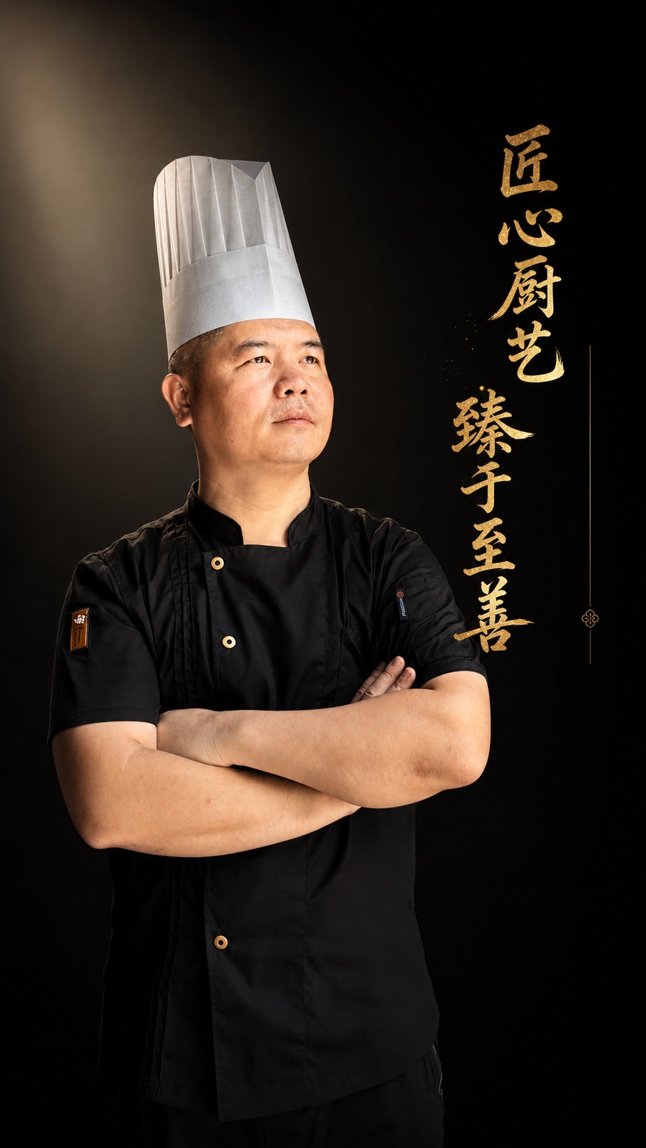 基于参考图中的厨师形象，生成高端专业的厨师形象照，保留厨师的面… - 图片创意预览