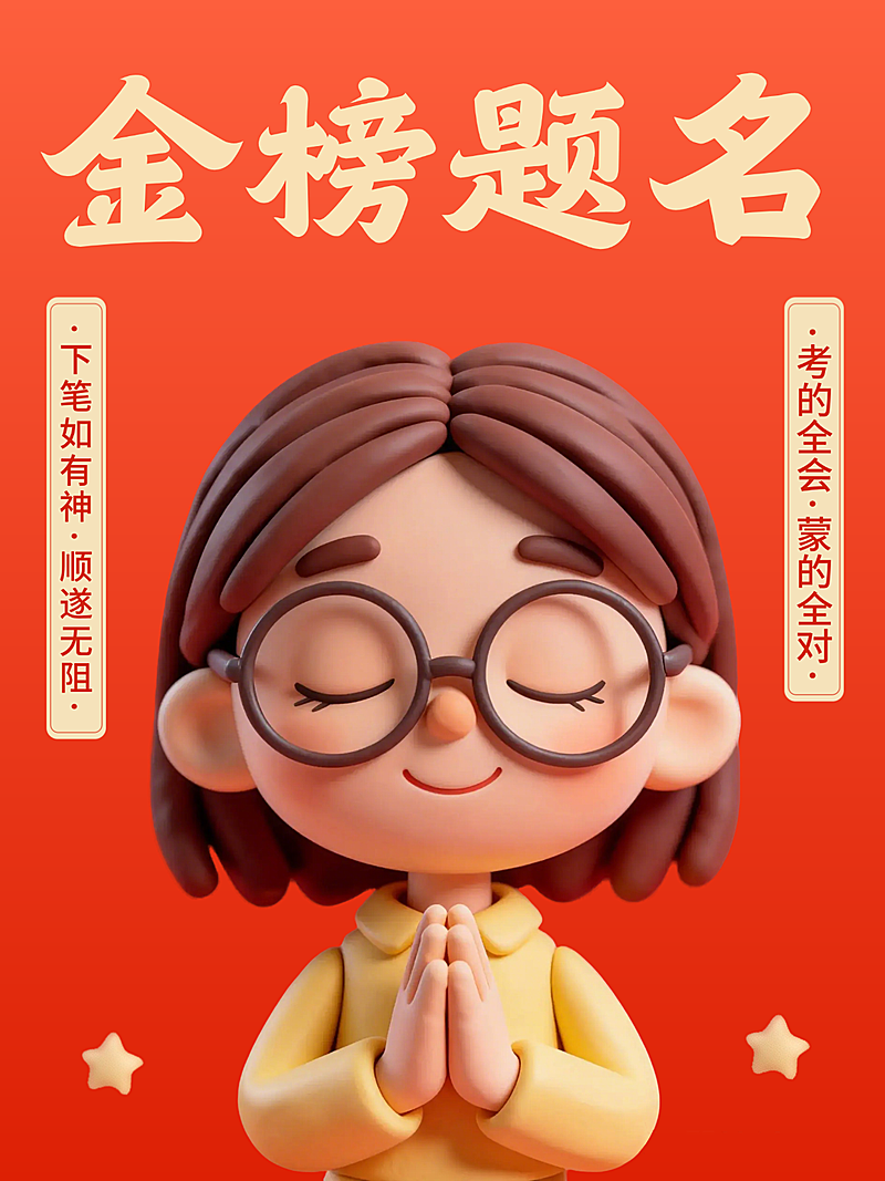 高考祈福祝福考试好运可爱卡通风小红书封面