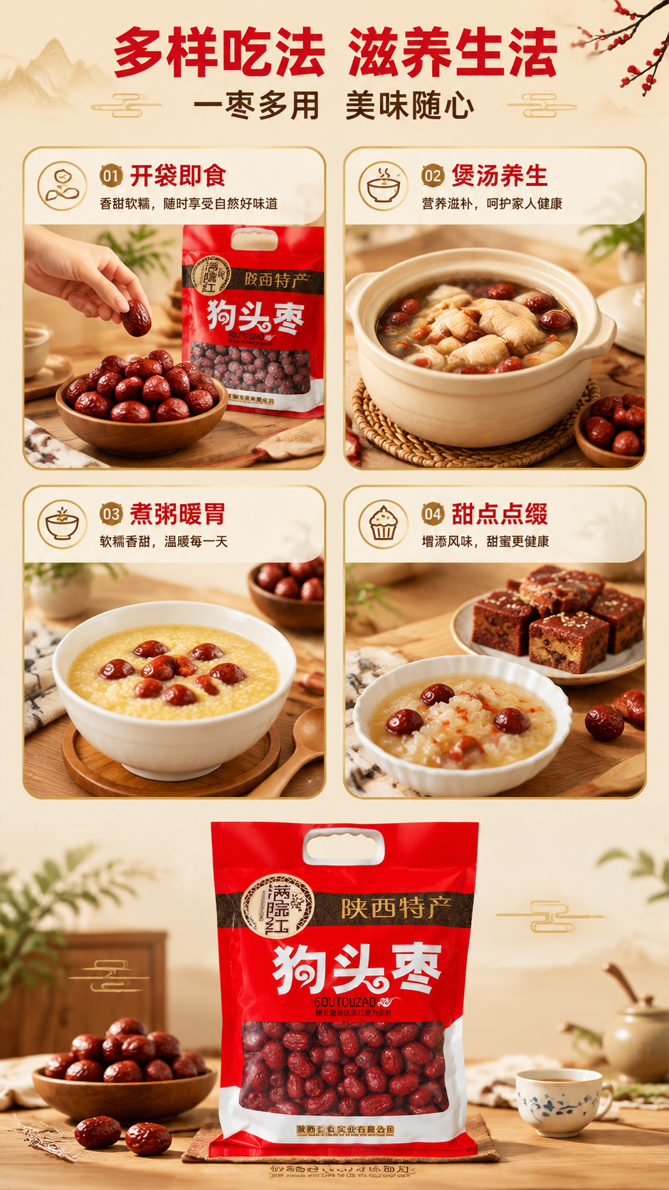 [商品] 使用【图2】满院红狗头枣红色手提袋装；保留包装外观特… - 图片创意预览