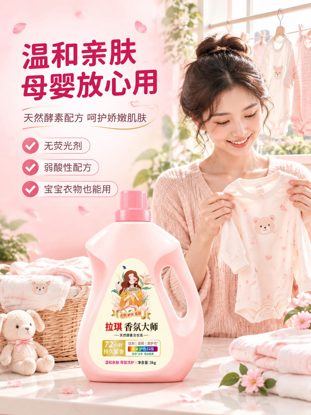 [商品] 使用【图1】拉琪香氛大师天然酵素洗衣液5kg粉色瓶装… - 图片创意预览