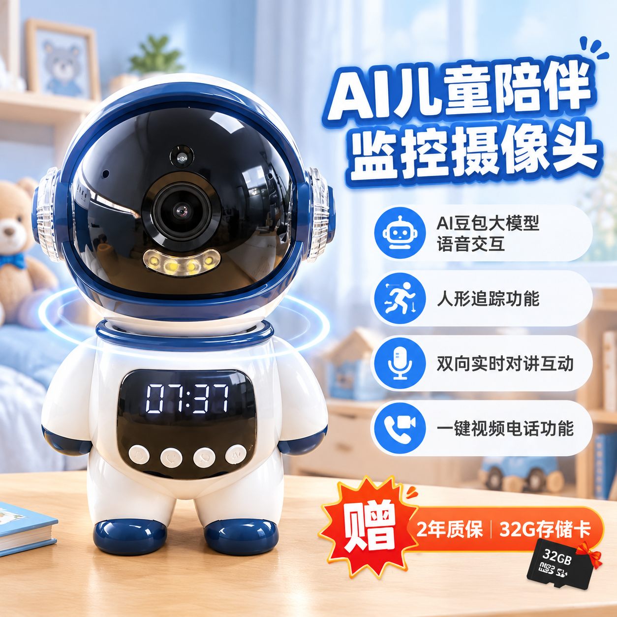 [主图-1] 主题：AI儿童陪伴监控摄像头首图，核心利益总览，… - 图片创意预览