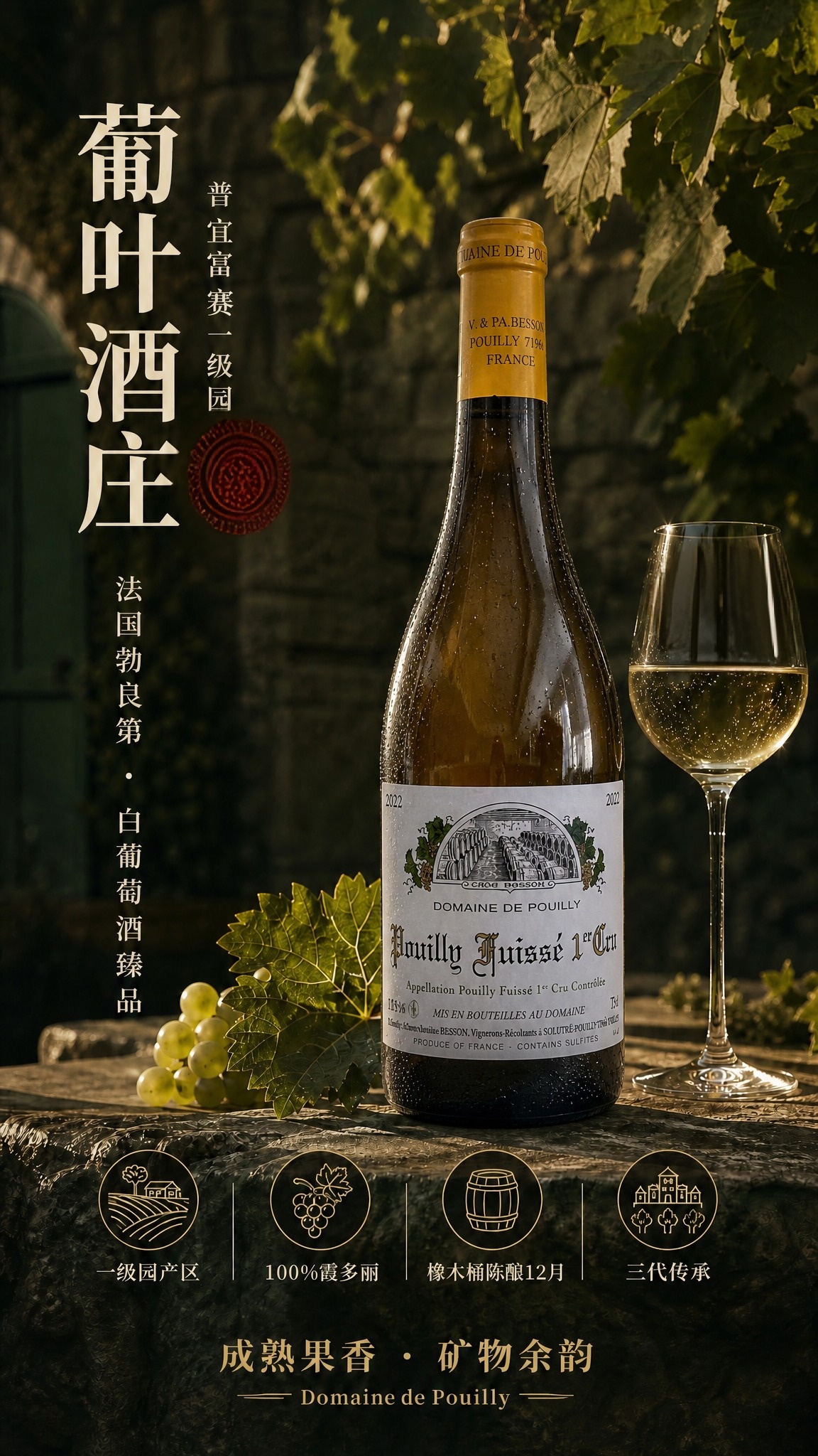 将酒杯中的酒庄图片去掉，保留酒杯原来的模样，同时一级园以及底下… - 图片创意预览