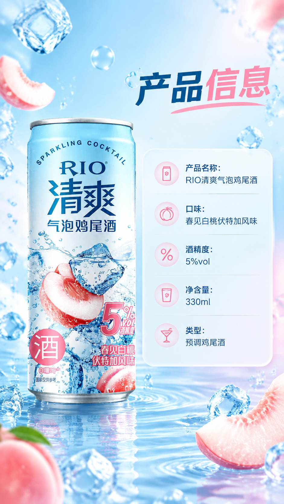 [商品] 使用【图1】RIO清爽气泡鸡尾酒春见白桃风味罐装产品… - 图片创意预览