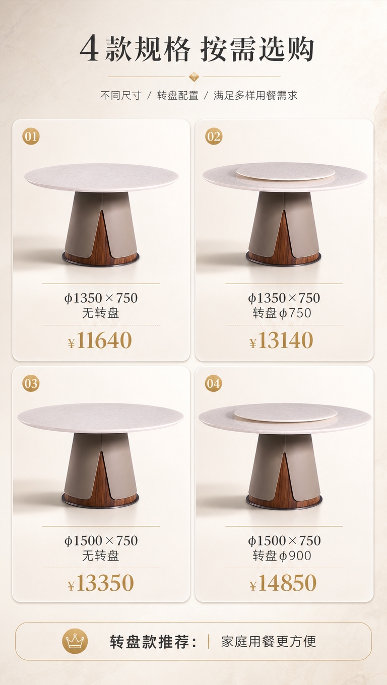[商品] 使用【图1】DT-2844圆形大理石餐桌，展示4款S… - 图片创意预览