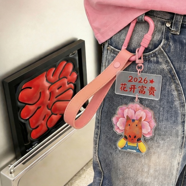 把棕色卡扣颜色从棕色换成粉色。预览效果