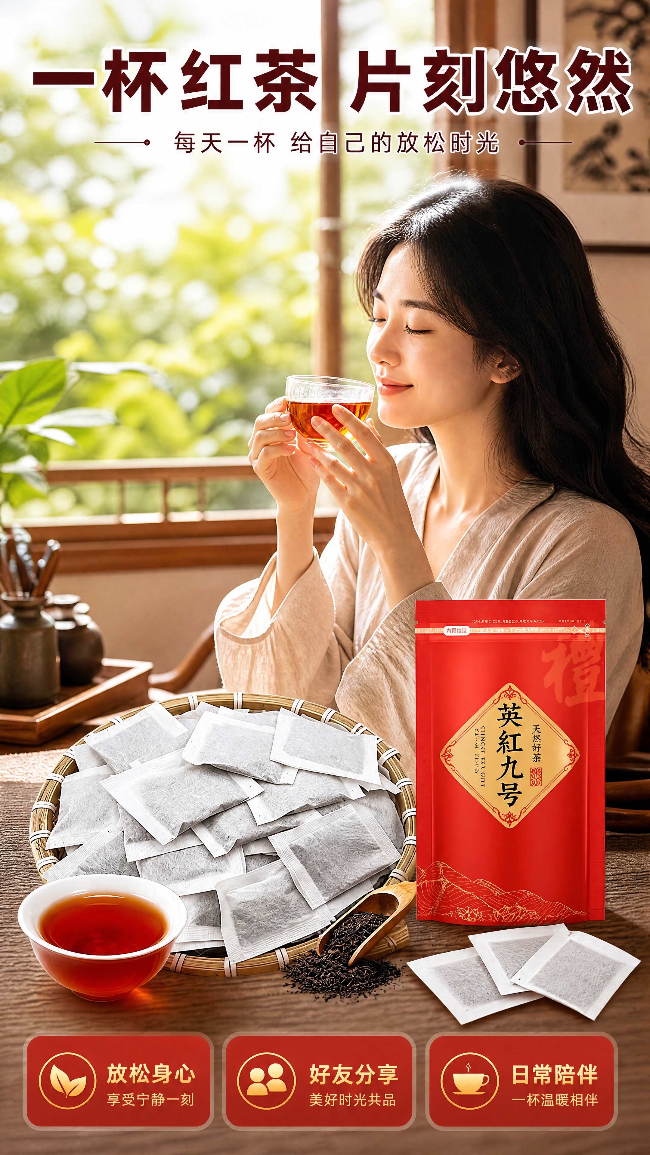 [商品] 使用【图6】英红九号茶包产品图；保留红色外袋包装、菱… - 图片创意预览