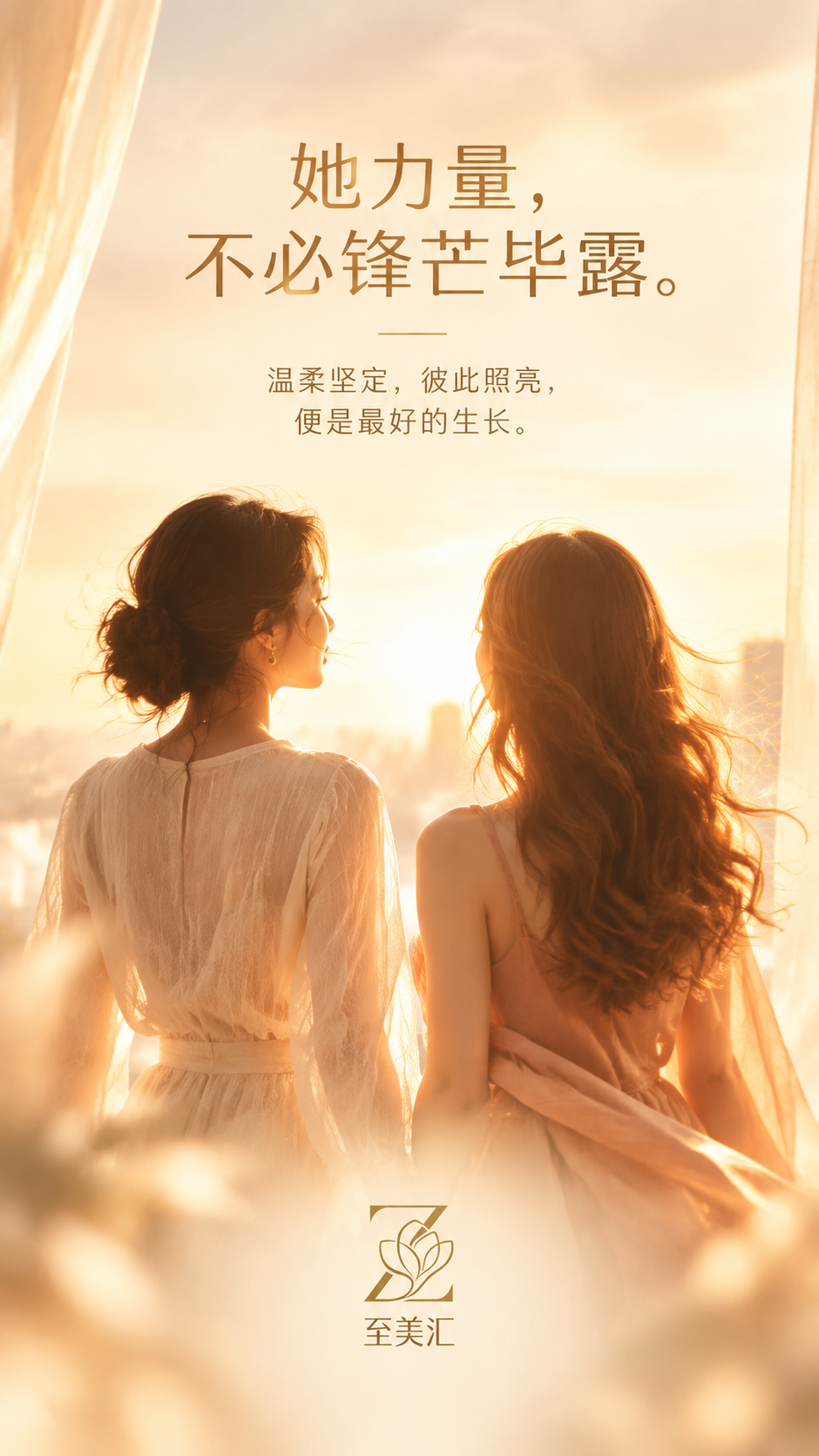 高端品牌朋友圈海报，9:16竖版，温暖力量风格，高级设计感。画… - 图片创意预览