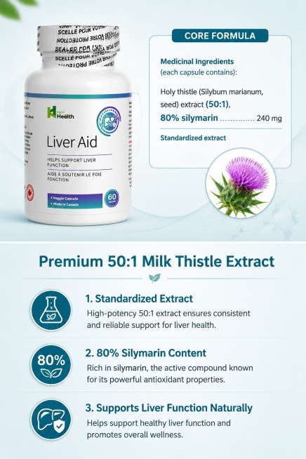 [第2屏] Core formula page - introduce high concentration 50:1 milk thistle extract of Key of Health Li预览效果