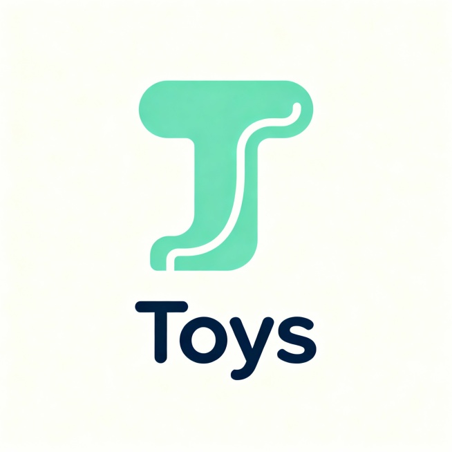 一个以字母“T”为设计核心的极简风格玩具品牌LOGO，T字形采用圆润、童趣化的变体造型，线条流畅且富有亲和力，整体结构可隐含积木或滑梯的视觉联想；下方搭配无衬线字体“Toys”，字形简洁现代，与T图形保持视觉对齐与比例协调；背景为纯色（如柔和的天蓝、薄荷绿或奶油白），无任何装饰、留白充足，突出主体图形与文字；整体氛围干净、明亮、充满童真与安全感，适合儿童产品包装或线上推广使用。预览效果