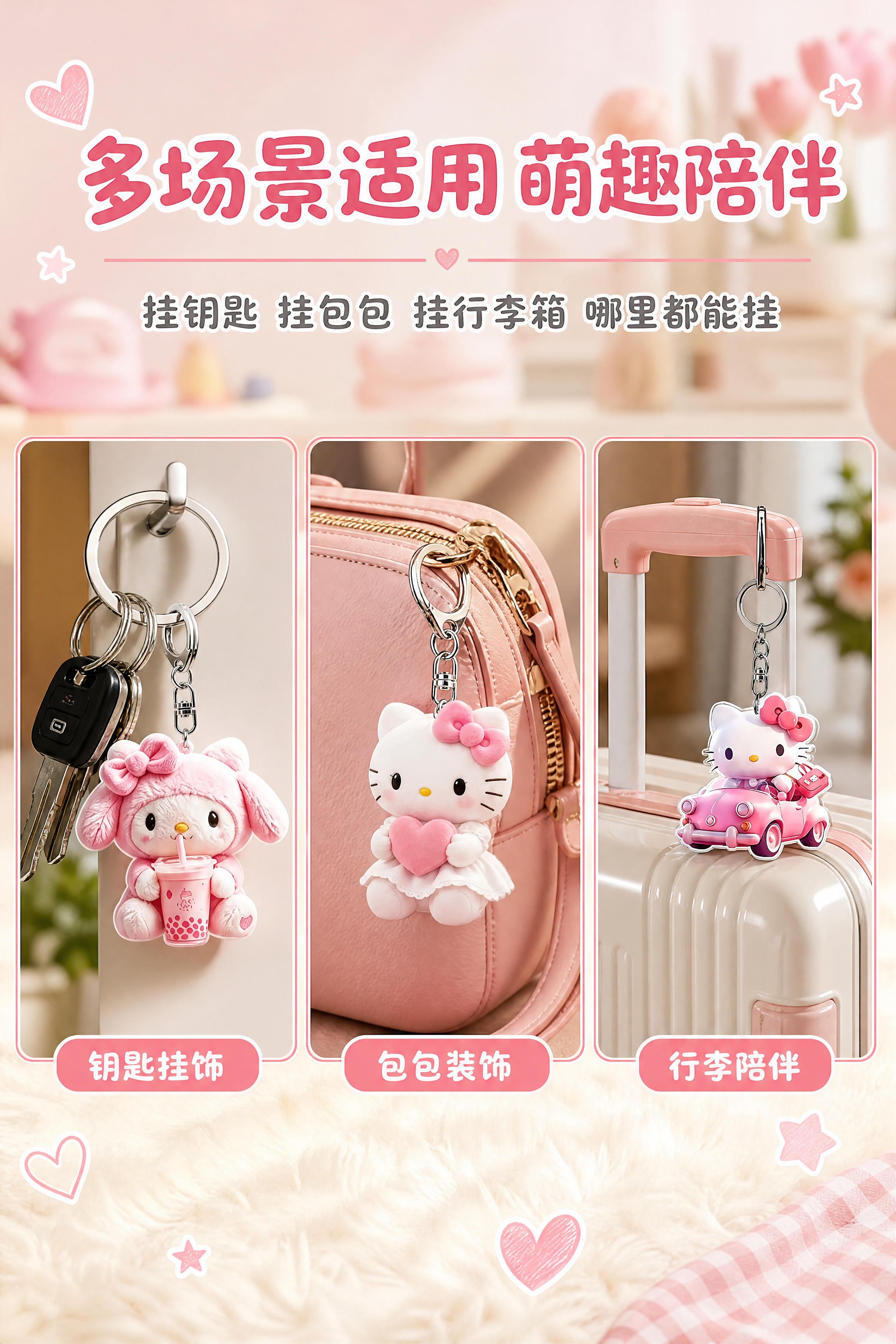[商品] 使用【图1】喝奶茶美乐蒂钥匙扣、【图3】抱心Hell… - 图片创意预览