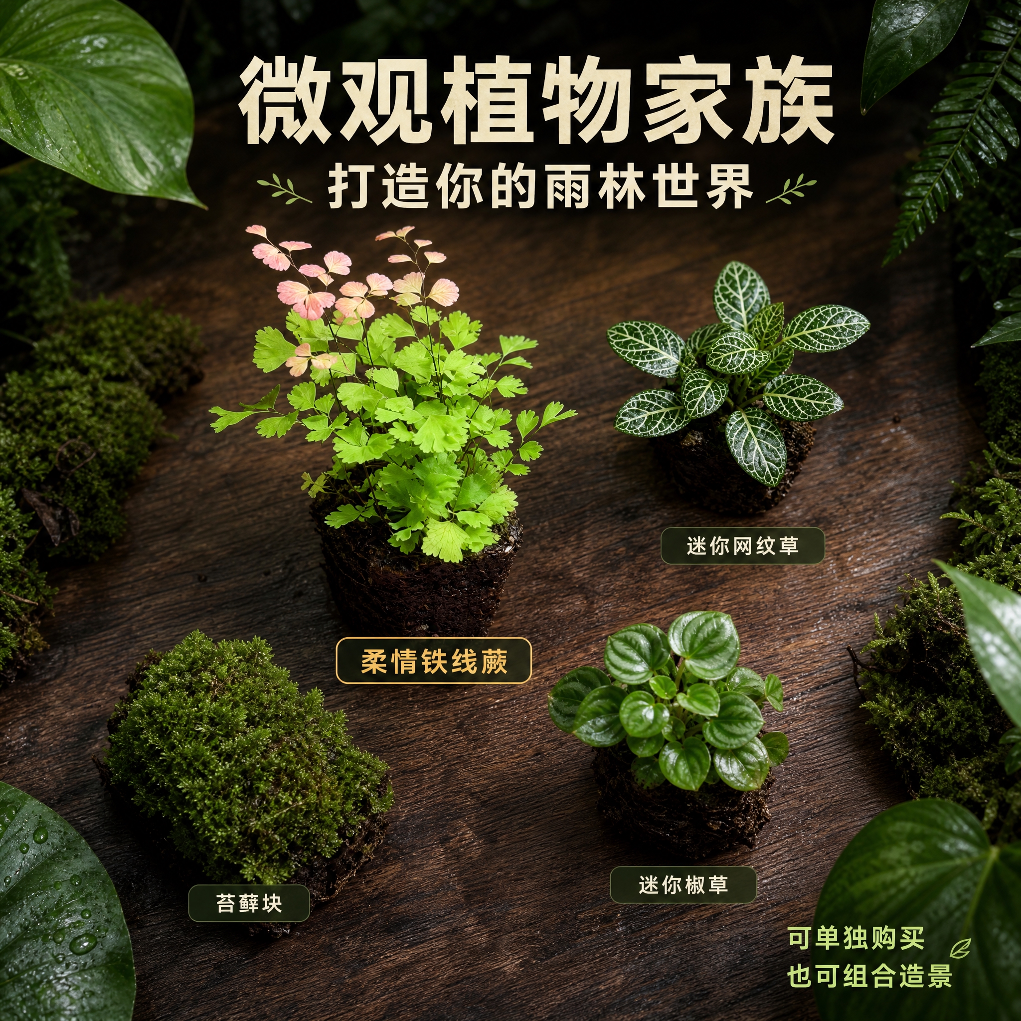 [主图-9] 与其他微景观植物组合搭配（系列感）。 [统一基调… - 图片创意预览
