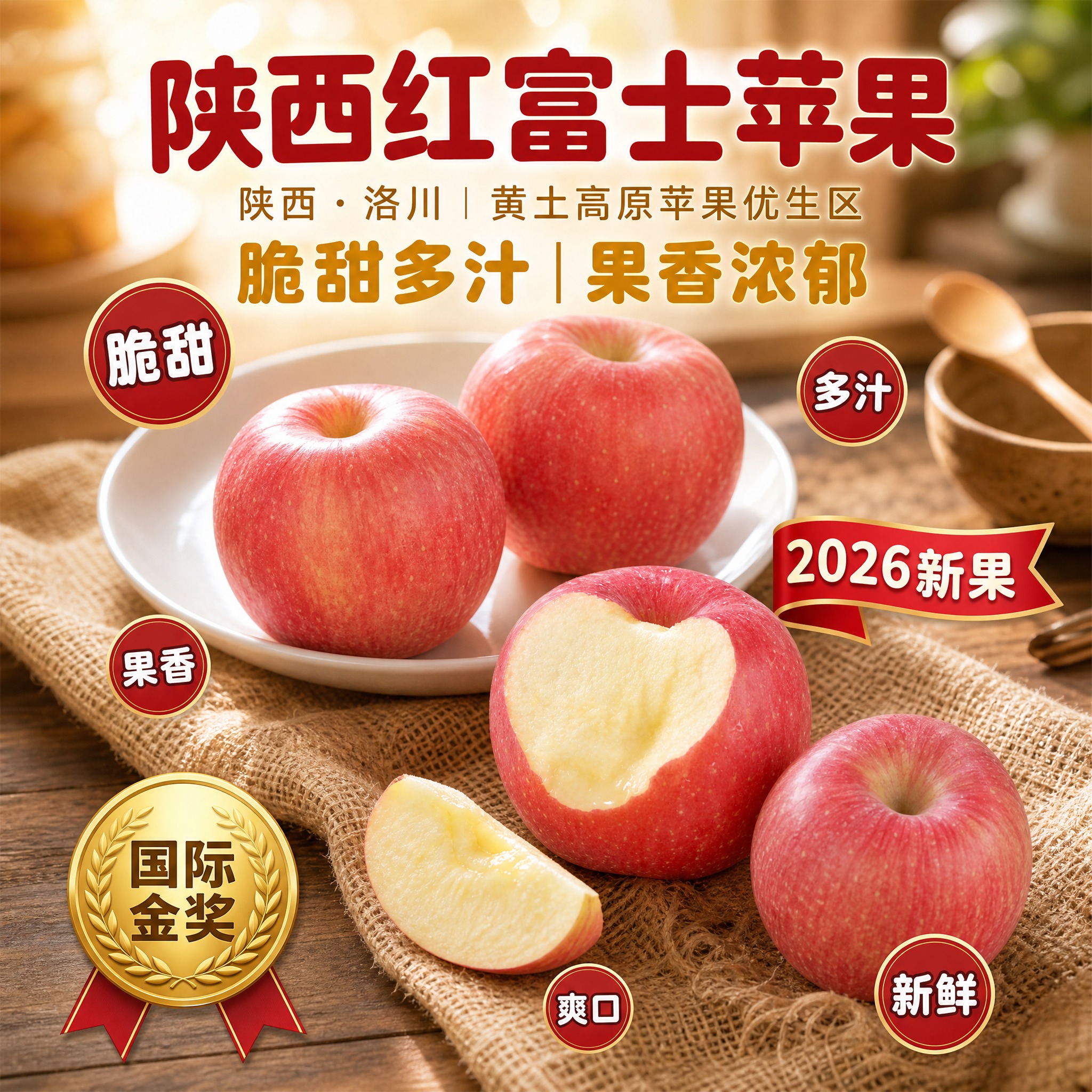 京东生鲜电商主图，800×800像素，1:1正方形。主题：陕西… - 图片创意预览