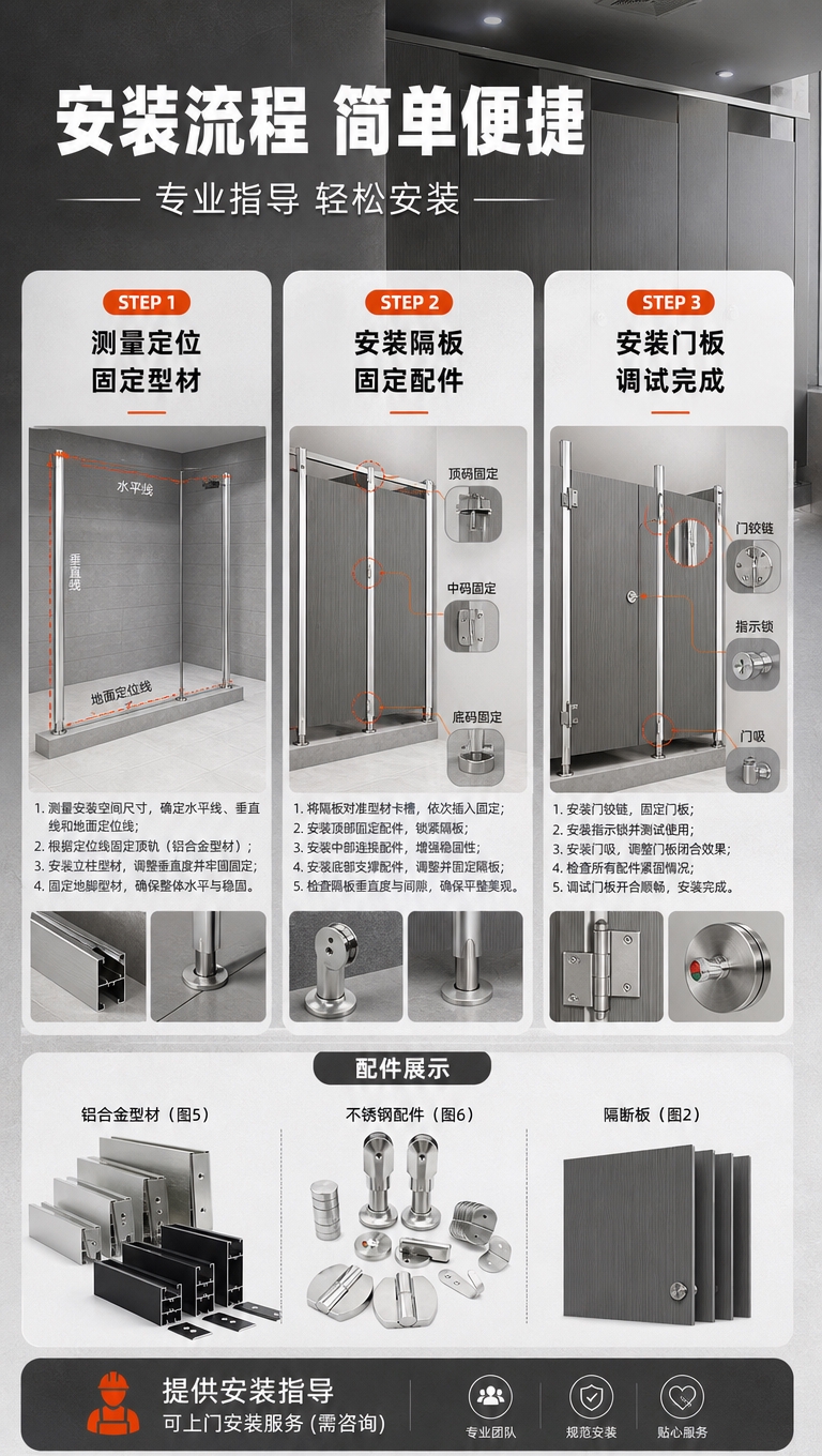 [商品] 使用【图2】灰色竖纹卫生间隔断和【图5】铝合金型材、… - 图片创意预览