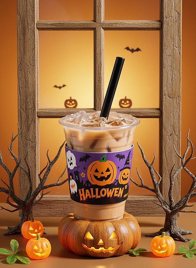 3D风与重拟物结合，木雕质感南瓜底座点亮梦幻光影，卡通元素营造趣味喜庆的万圣节氛围。