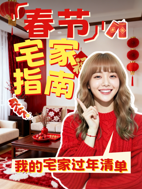 春节攻略指南通用喜庆感小红书封面预览效果