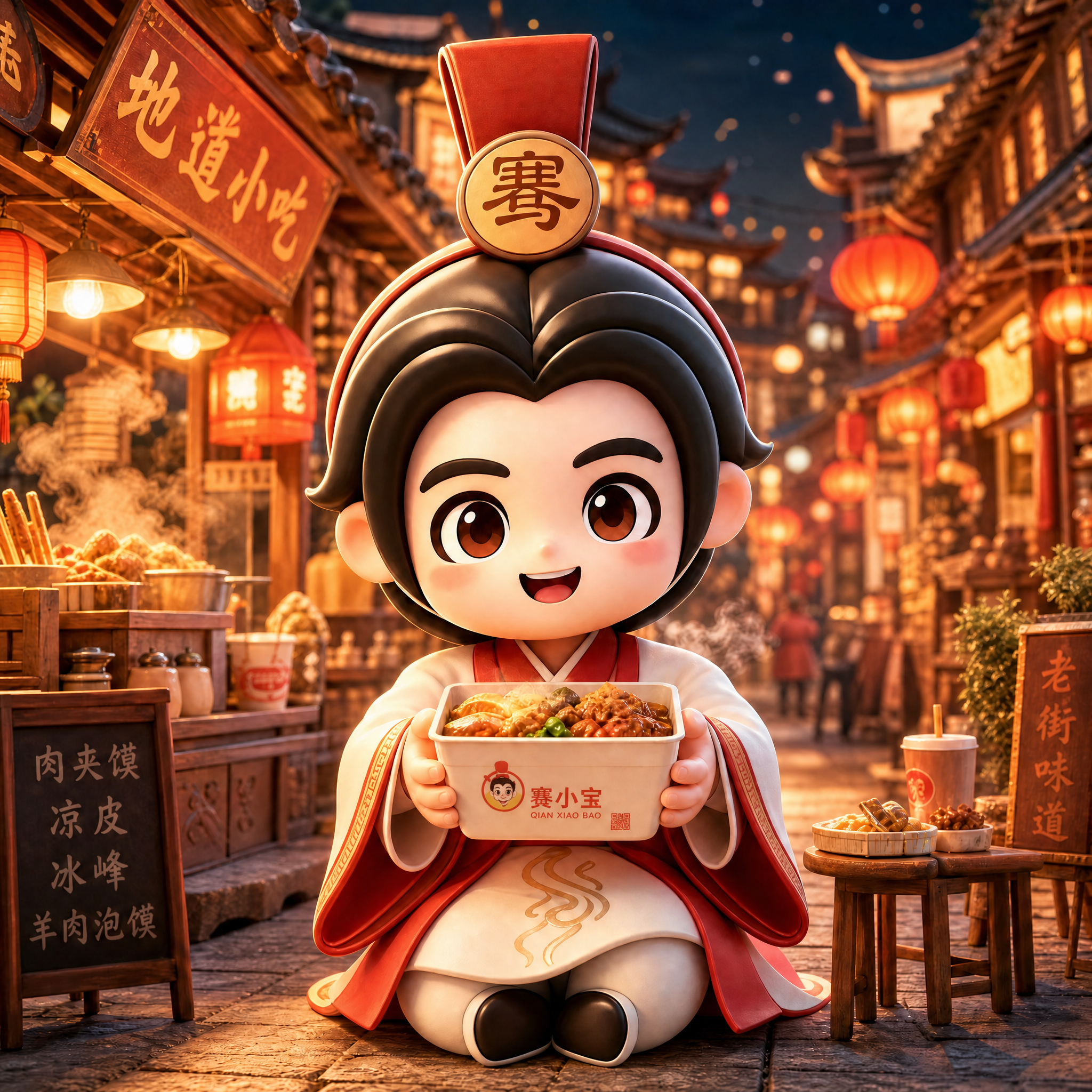 将餐盒上的文字"赛小宝"修改为"骞小宝"，拼音对应改为"QIA… - 图片创意预览