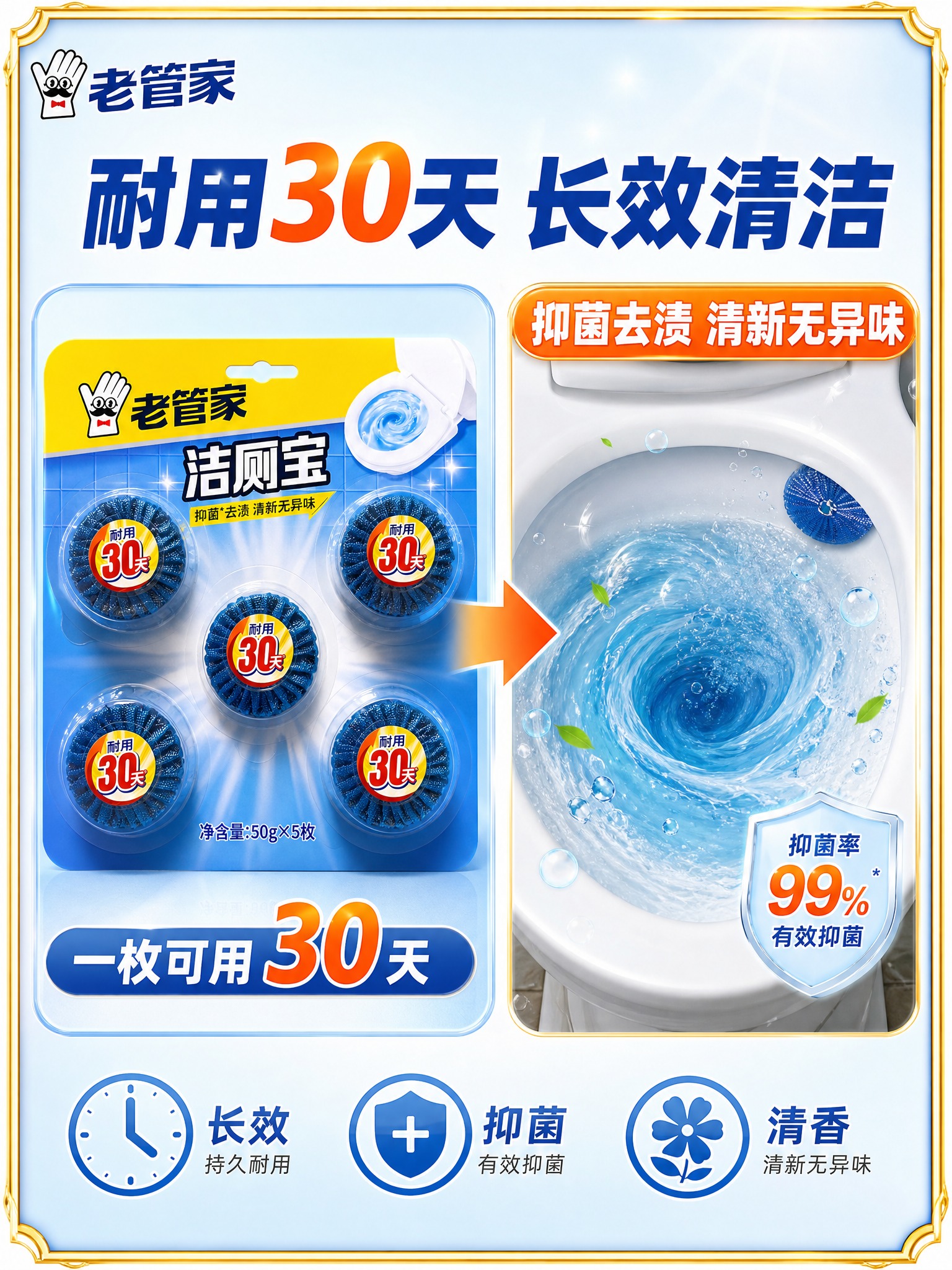 [主图-2] 核心卖点效果证明图，2板产品图展示，突出耐用30… - 图片创意预览