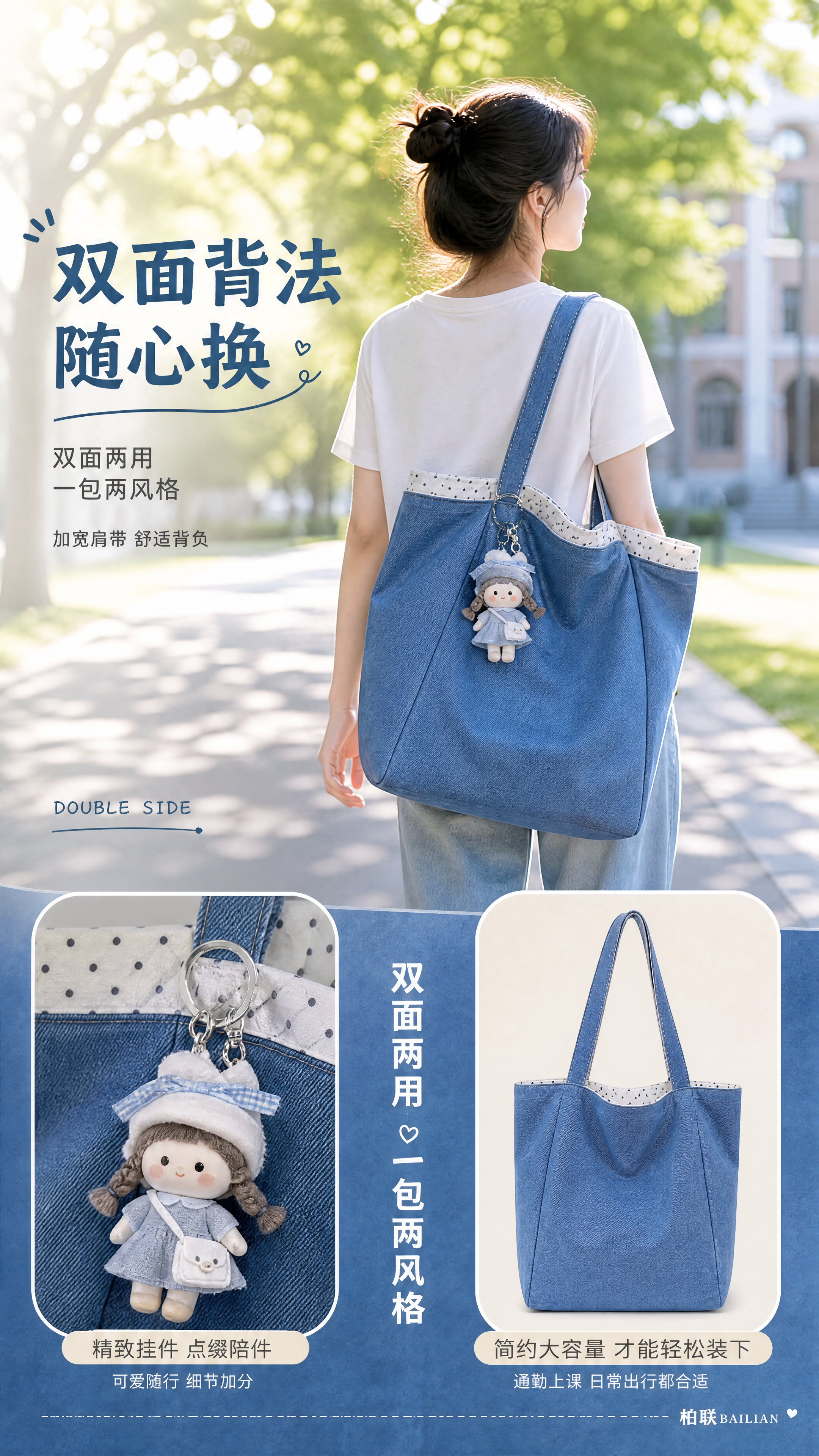 [商品] 使用【图1】双面牛仔托特包；商品处理：保留牛仔蓝色、… - 图片创意预览