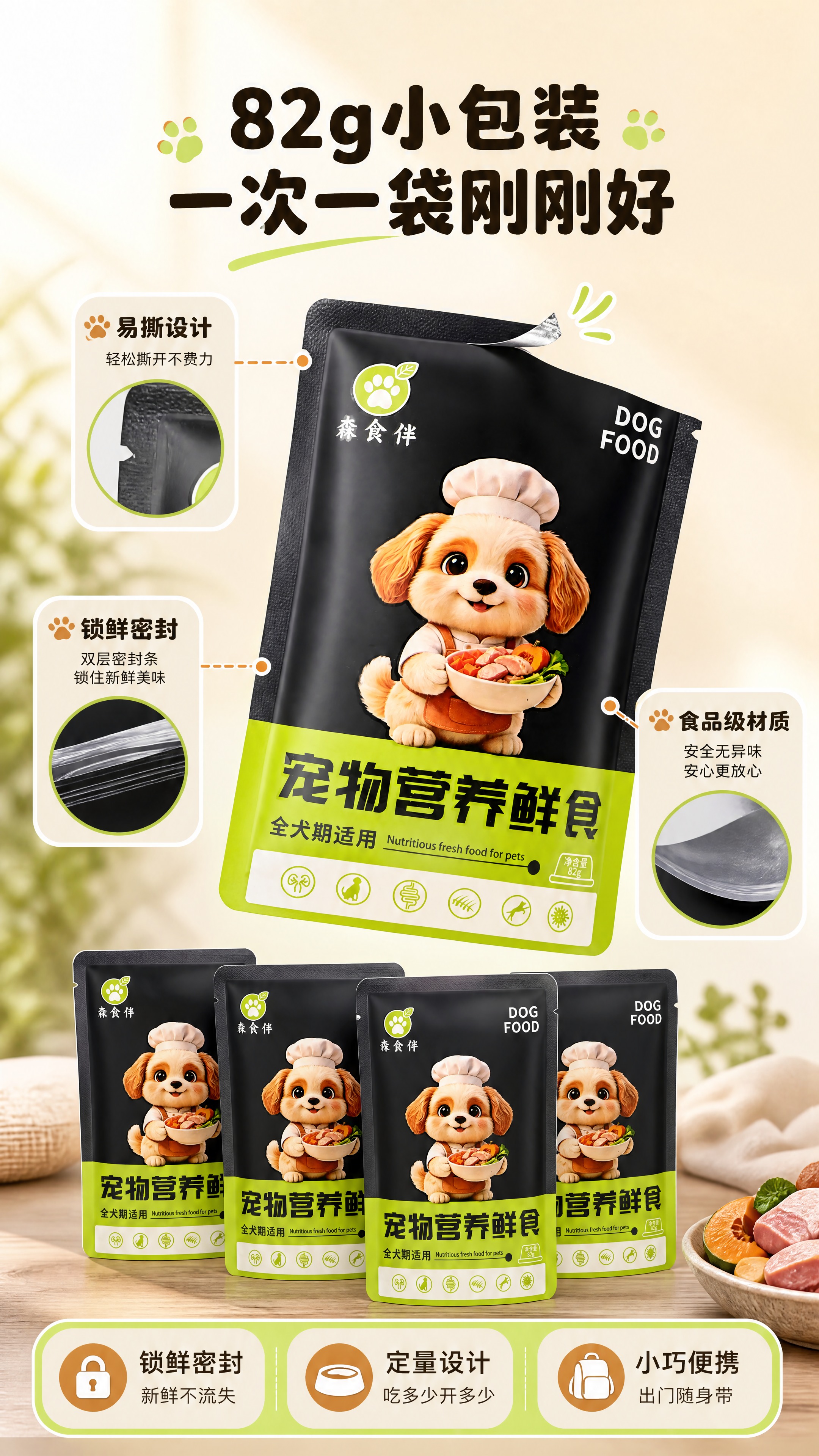 [商品] 使用【图1】森食伴宠物营养鲜食包装袋；保留包装完整结… - 图片创意预览