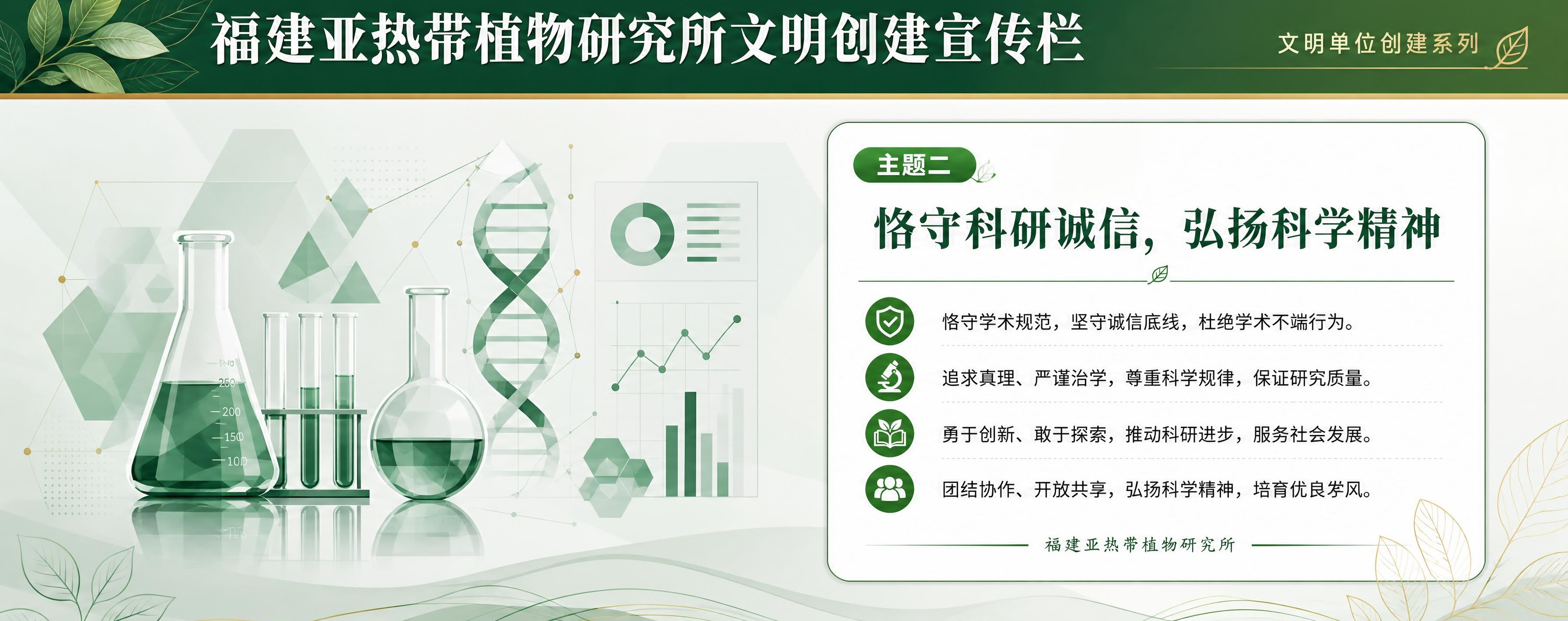 福建亚热带植物研究所文明创建宣传栏海报，现代简约商务风格，简洁… - 图片创意预览