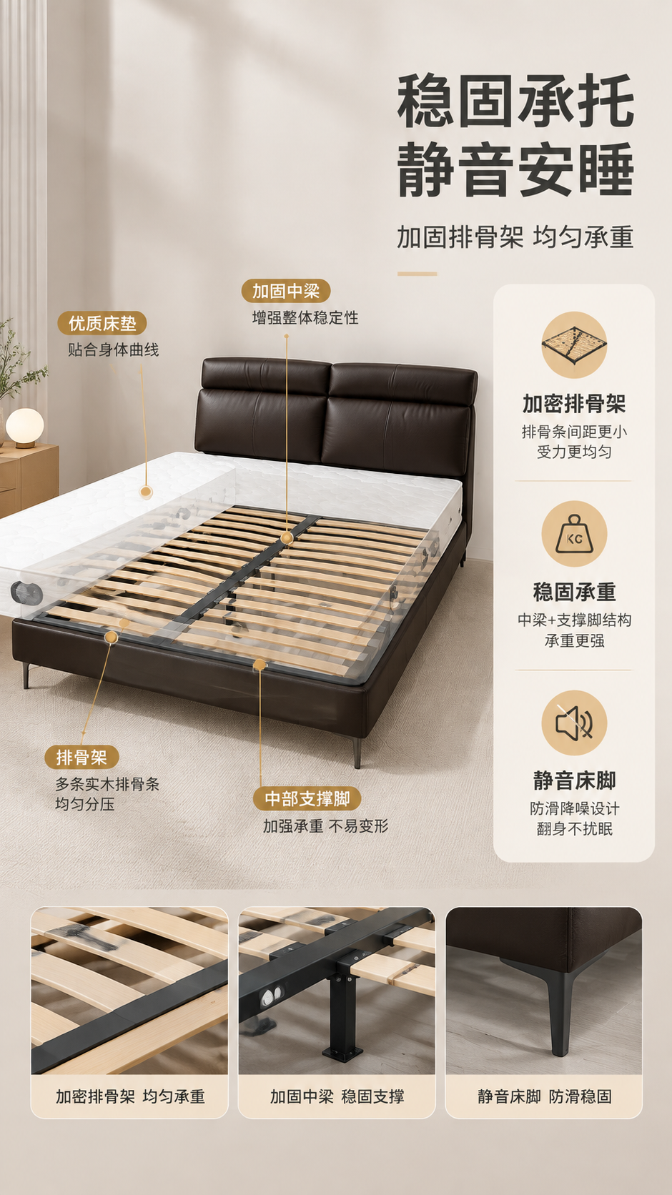 [商品] 使用【图1】意式极简真皮软包床；保留深棕色真皮床头双… - 图片创意预览
