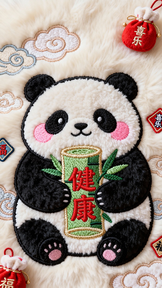 可爱的国宝，健康祝福 毛绒壁纸