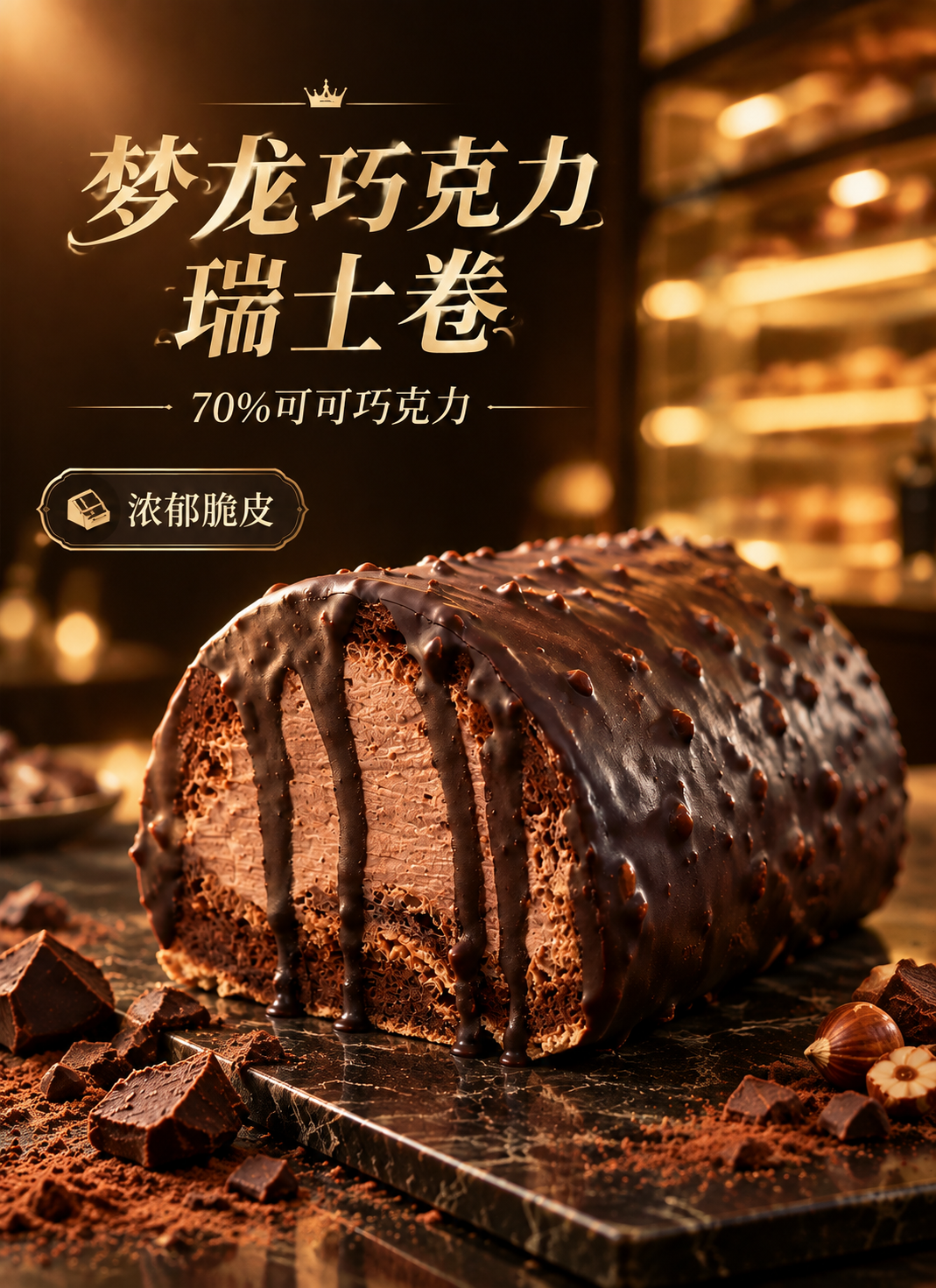 参考图1的高端深棕金调风格与光影氛围，制作第一张美团外卖图片墙… - 图片创意预览