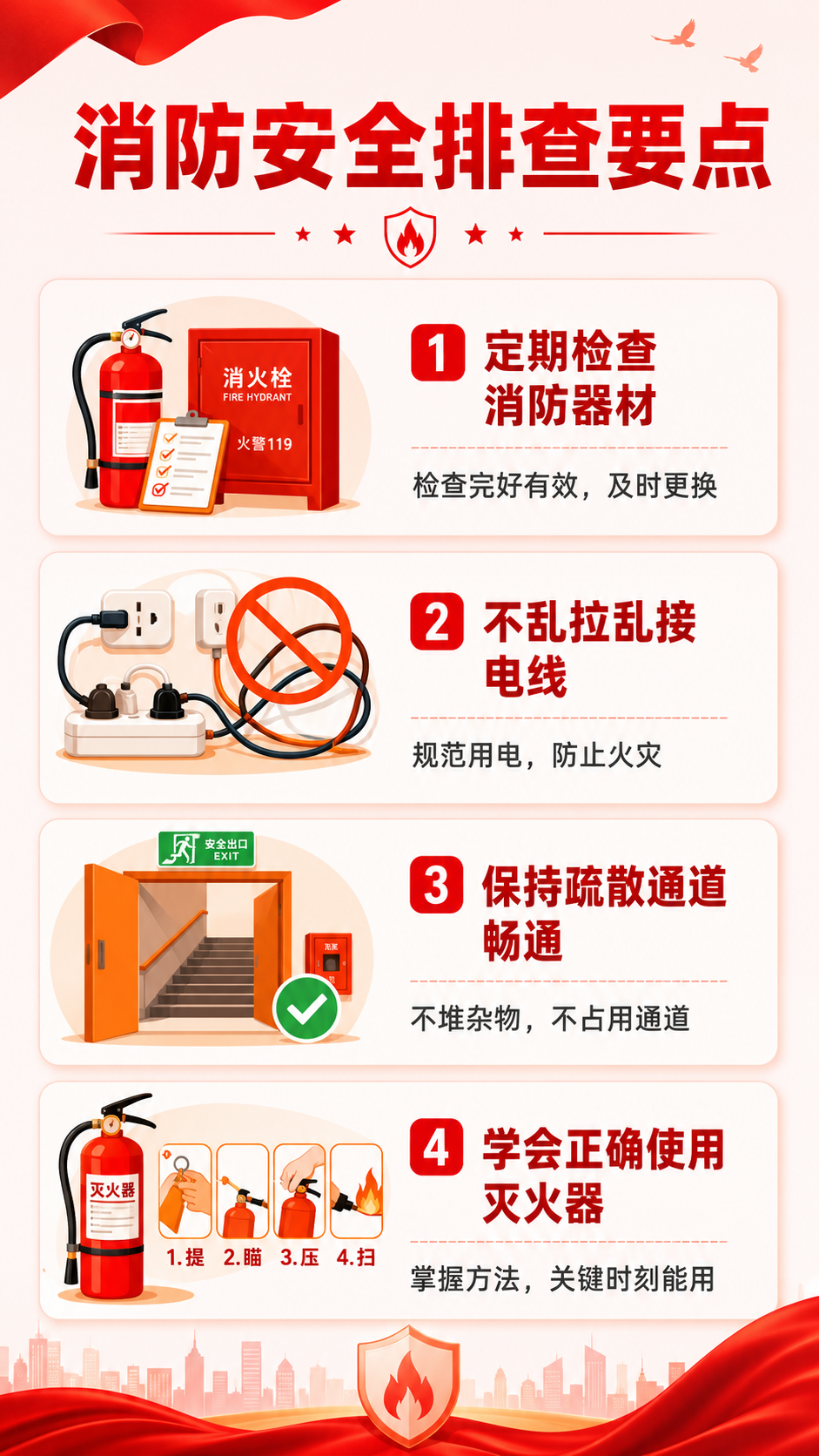 [第3屏] 本屏功能定义：讲解消防安全要点与日常隐患排查方法。… - 图片创意预览