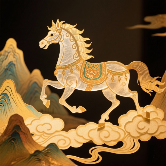 主体是马踏祥云，背景是山峦预览效果