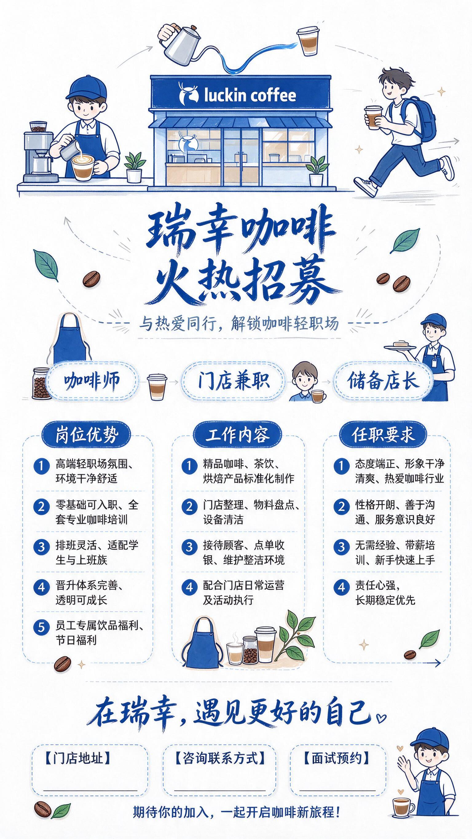 竖版创意招聘海报，采用简约简笔插画风：手绘感流畅单线勾描，线条… - 图片创意预览