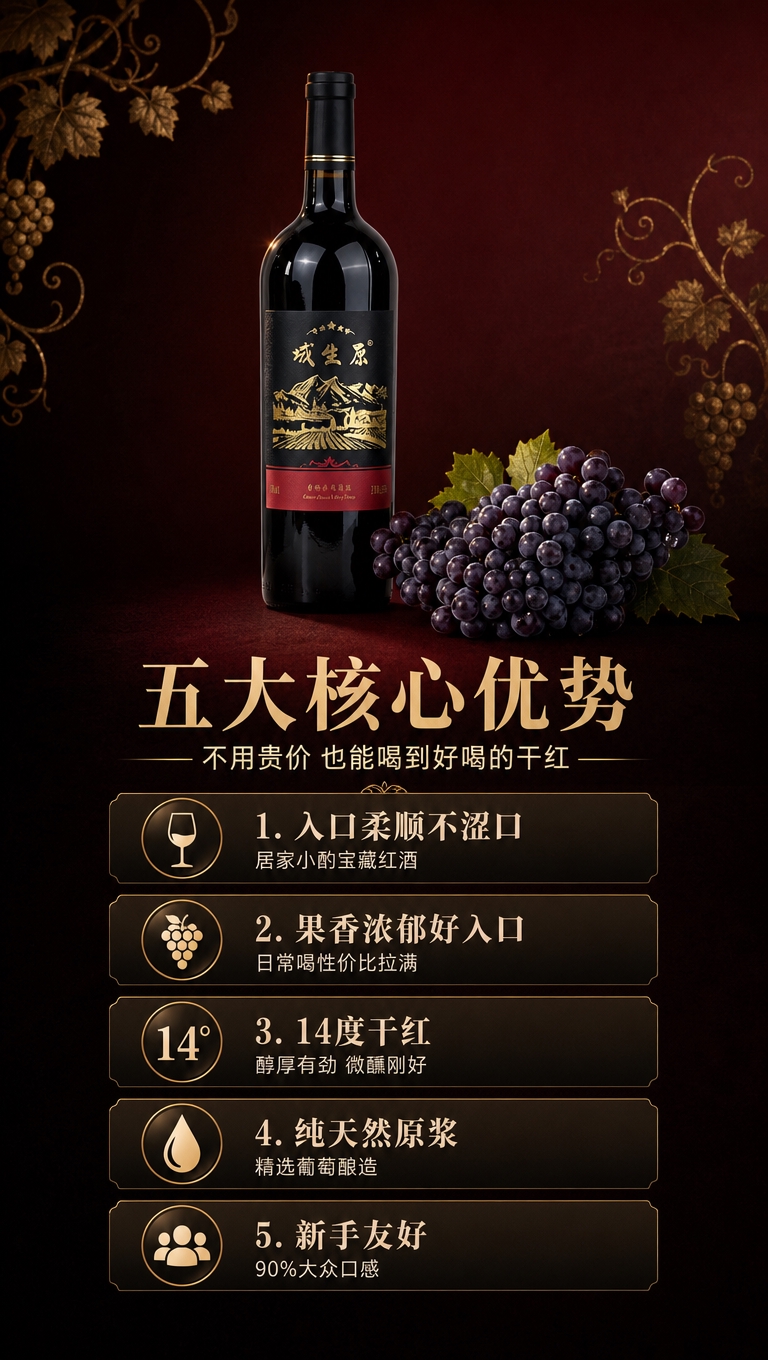 [商品] 使用【图4】域生原干红葡萄酒黑标单瓶+葡萄组合图；保… - 图片创意预览