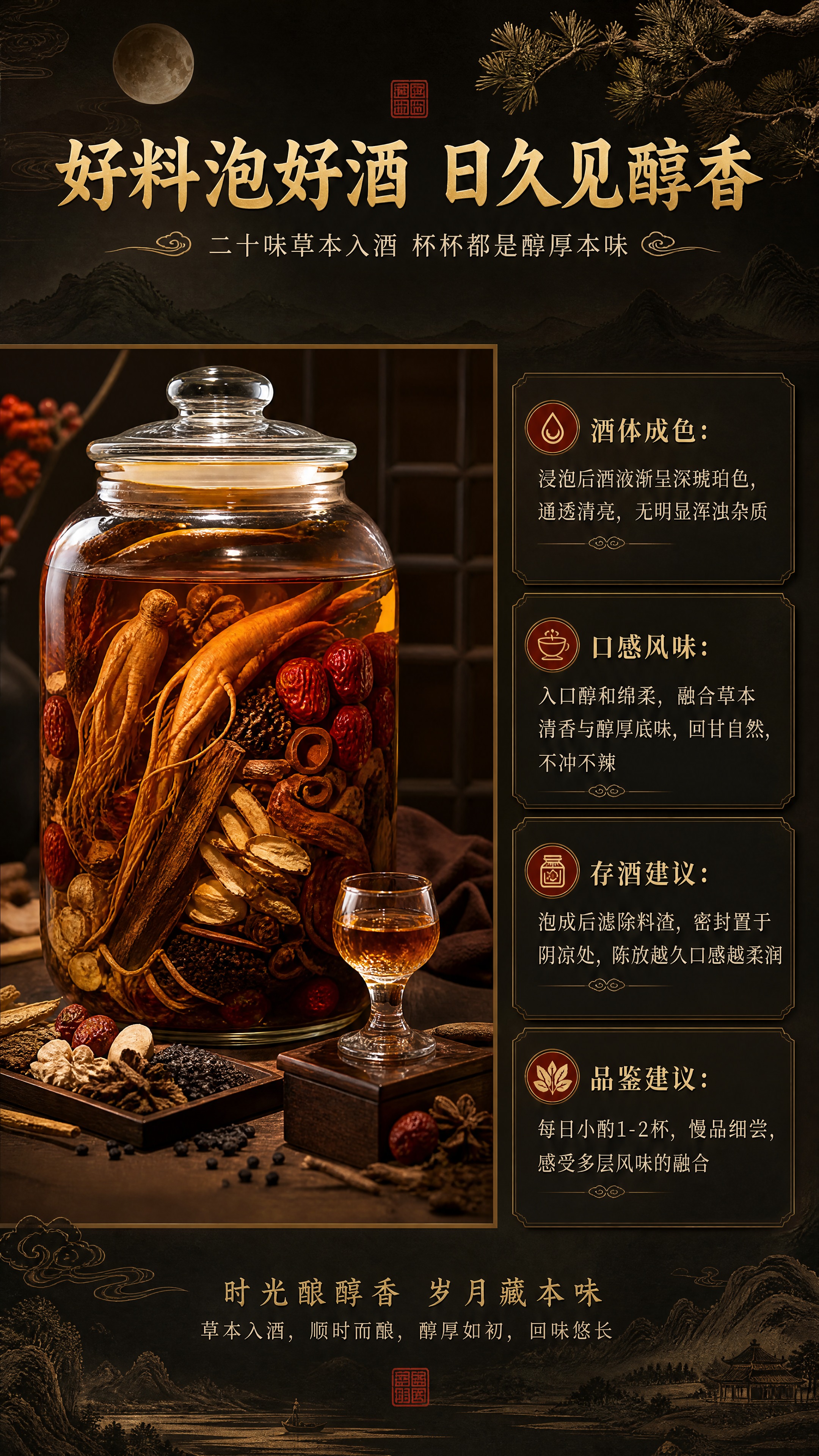 [商品] 使用【图1】泡酒原料配合玻璃酒坛泡好的成品酒展示；酒… - 图片创意预览