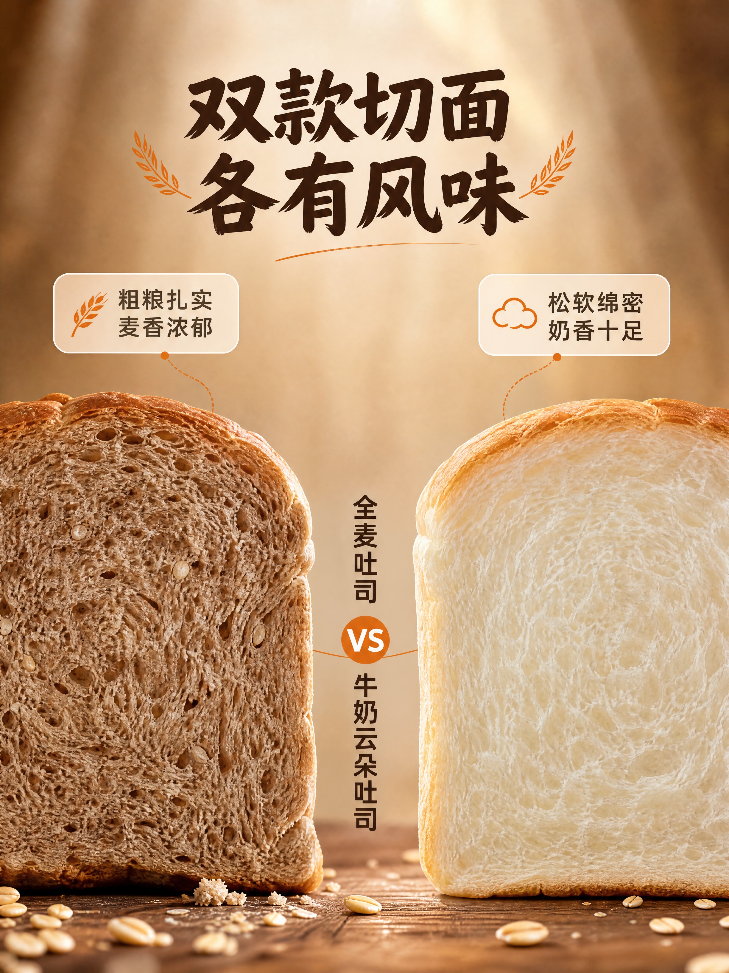 [商品] 使用【图2】全麦吐司切面和【图4】牛奶云朵吐司切面；… - 图片创意预览