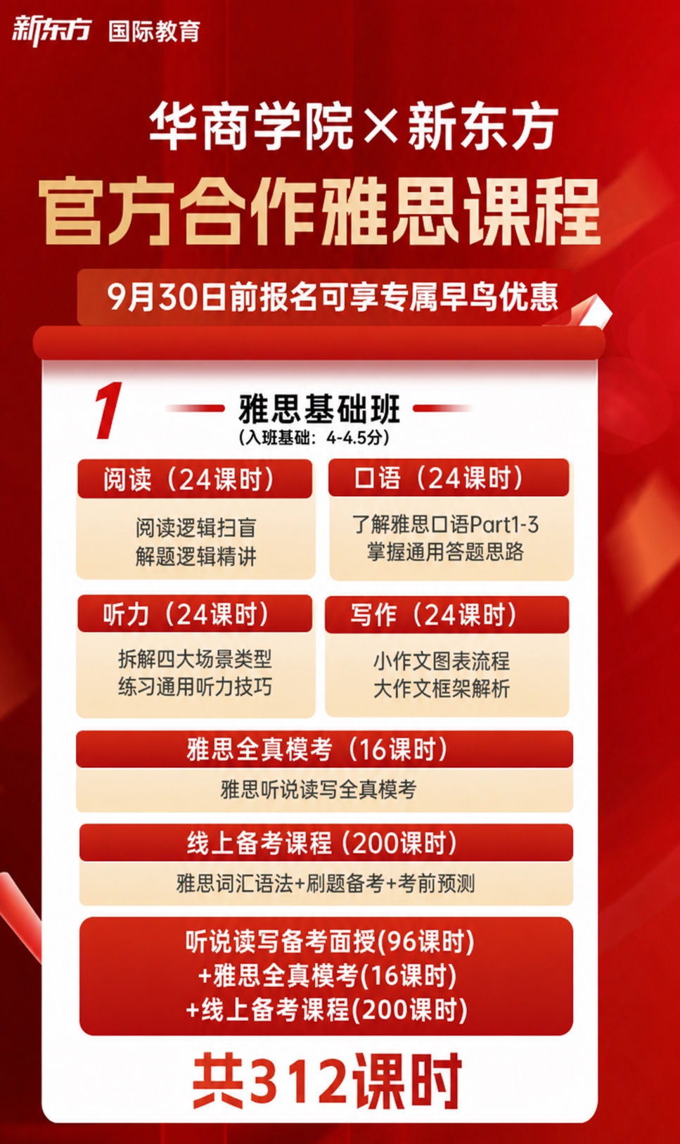 基于这张红色背景的新东方雅思课程海报，做以下文字修改，保持原有… - 图片创意预览