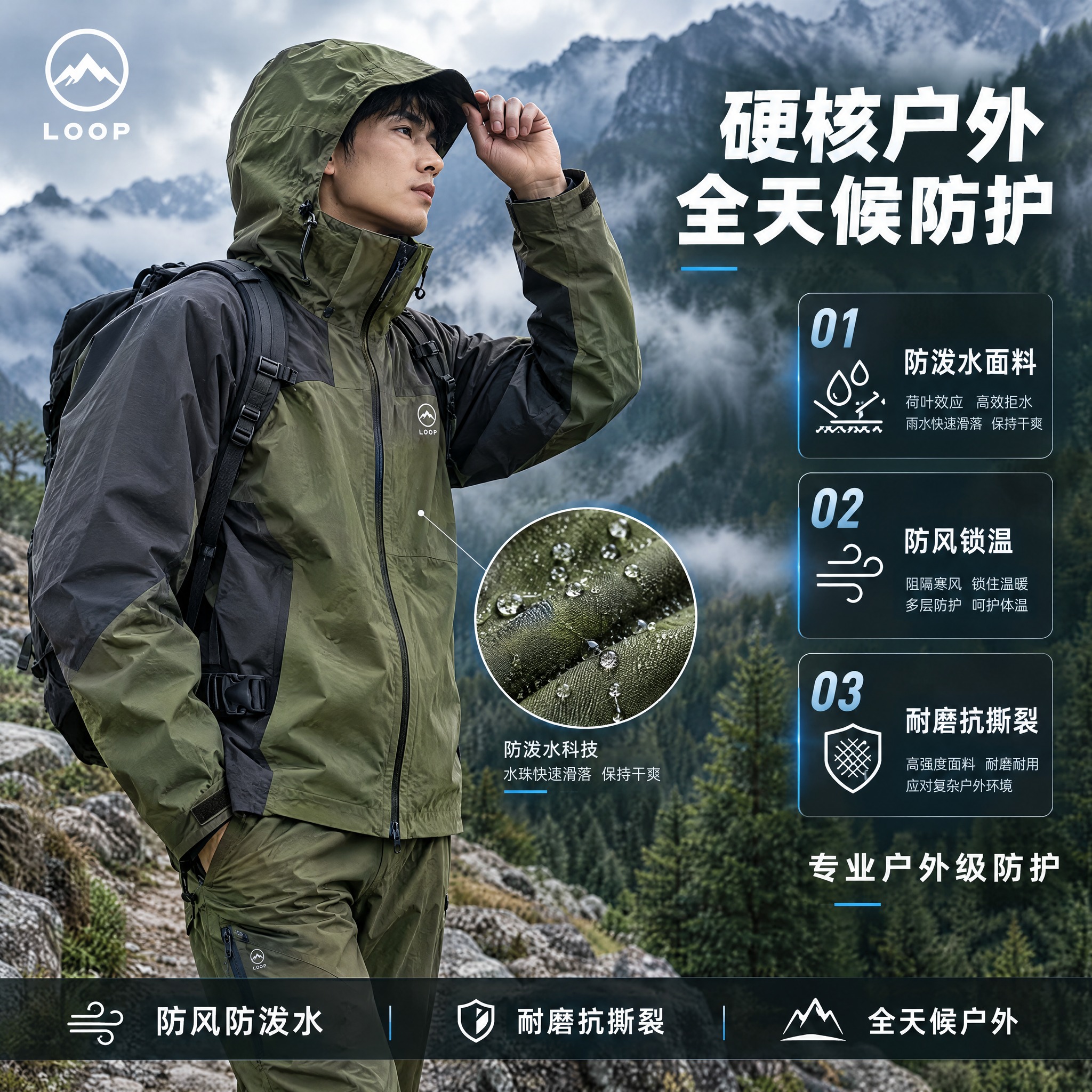 [主图-2] 功能参数展示图：面料科技与性能参数 [统一基调]… - 图片创意预览