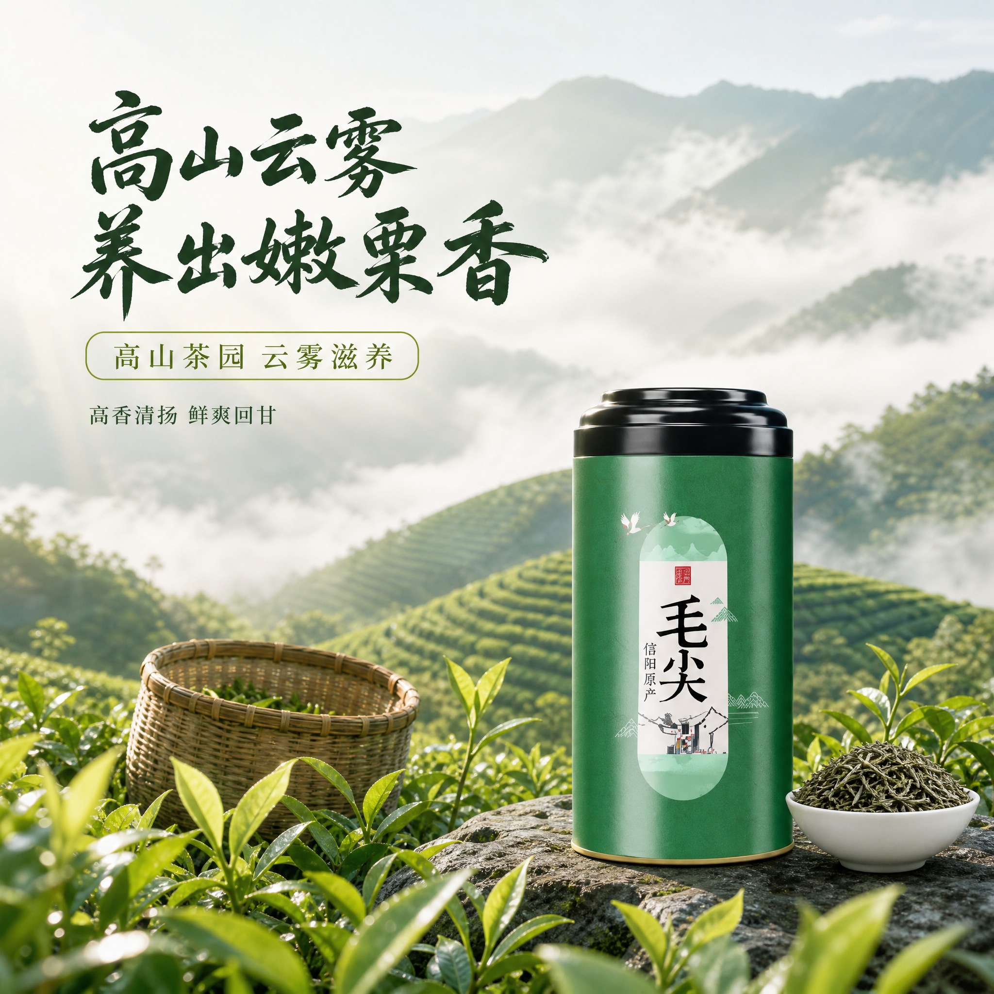 [主图-2] 毛尖 高山云雾产地溯源图，唯一任务：用真实高山茶… - 图片创意预览