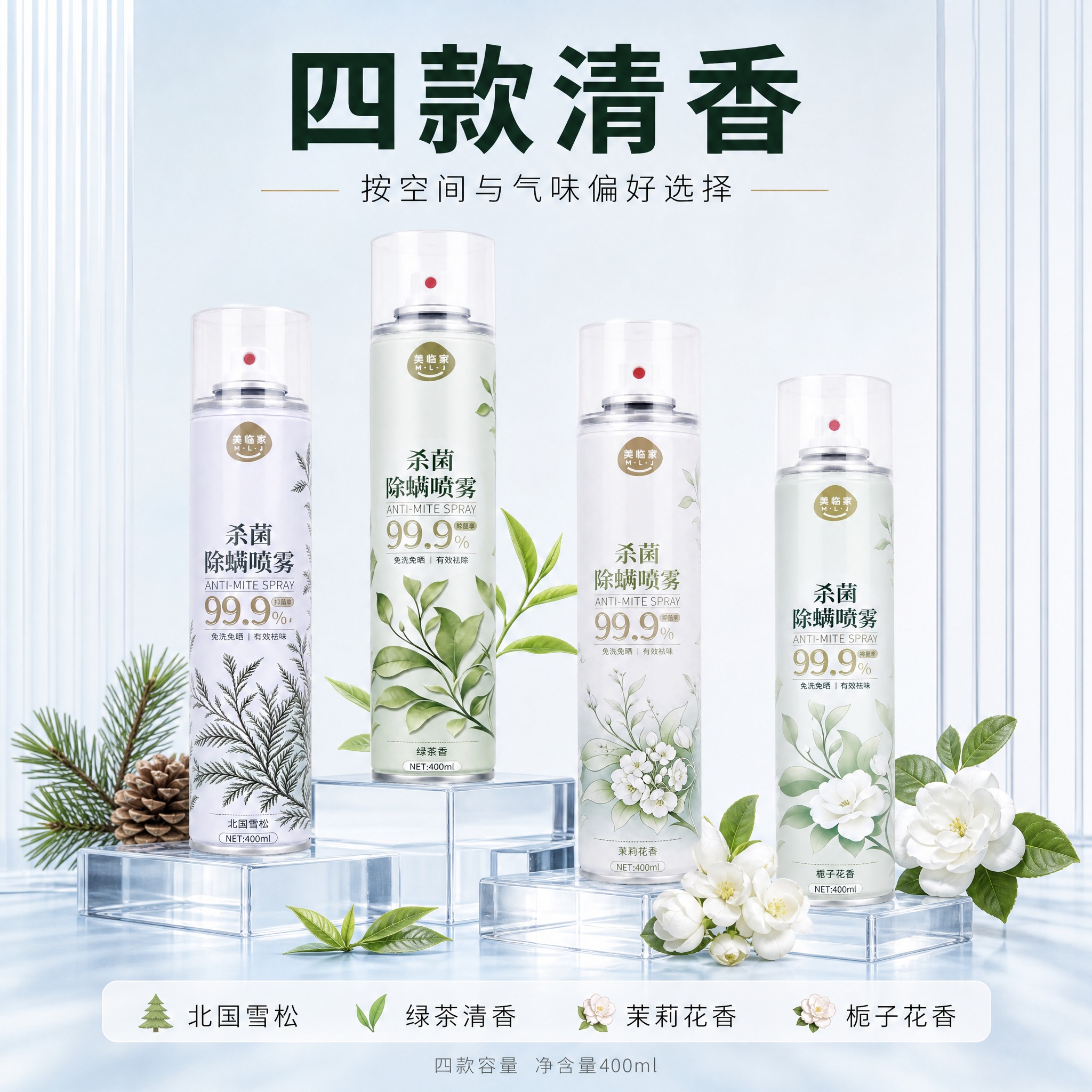 [车图-8] 美临家杀菌除螨喷雾 4香型展示型·详情页同款风格… - 图片创意预览