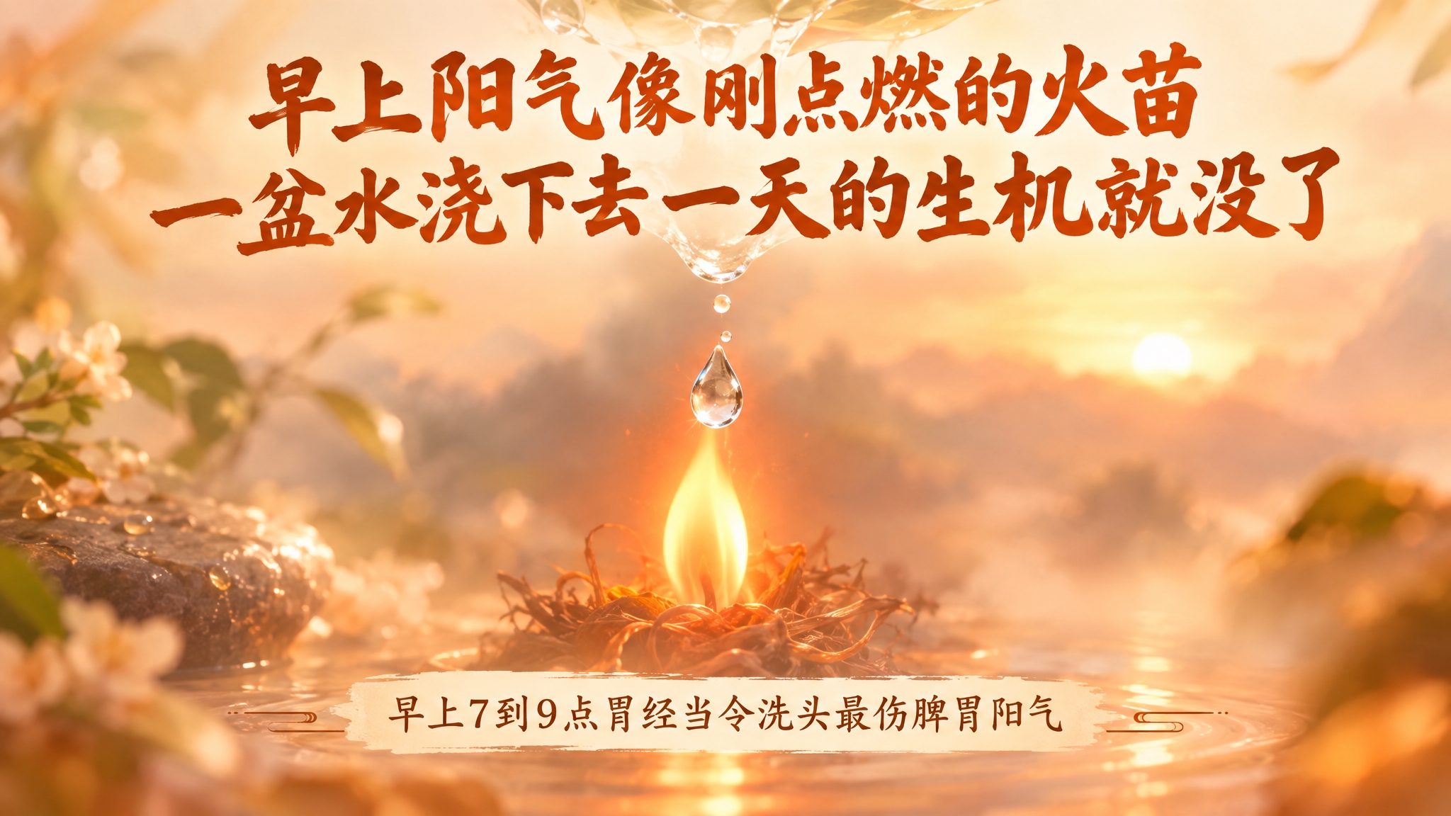 习惯三早上洗头，柔和意象画面，一盏刚点燃的小小火苗，上方有晶莹… - 图片创意预览